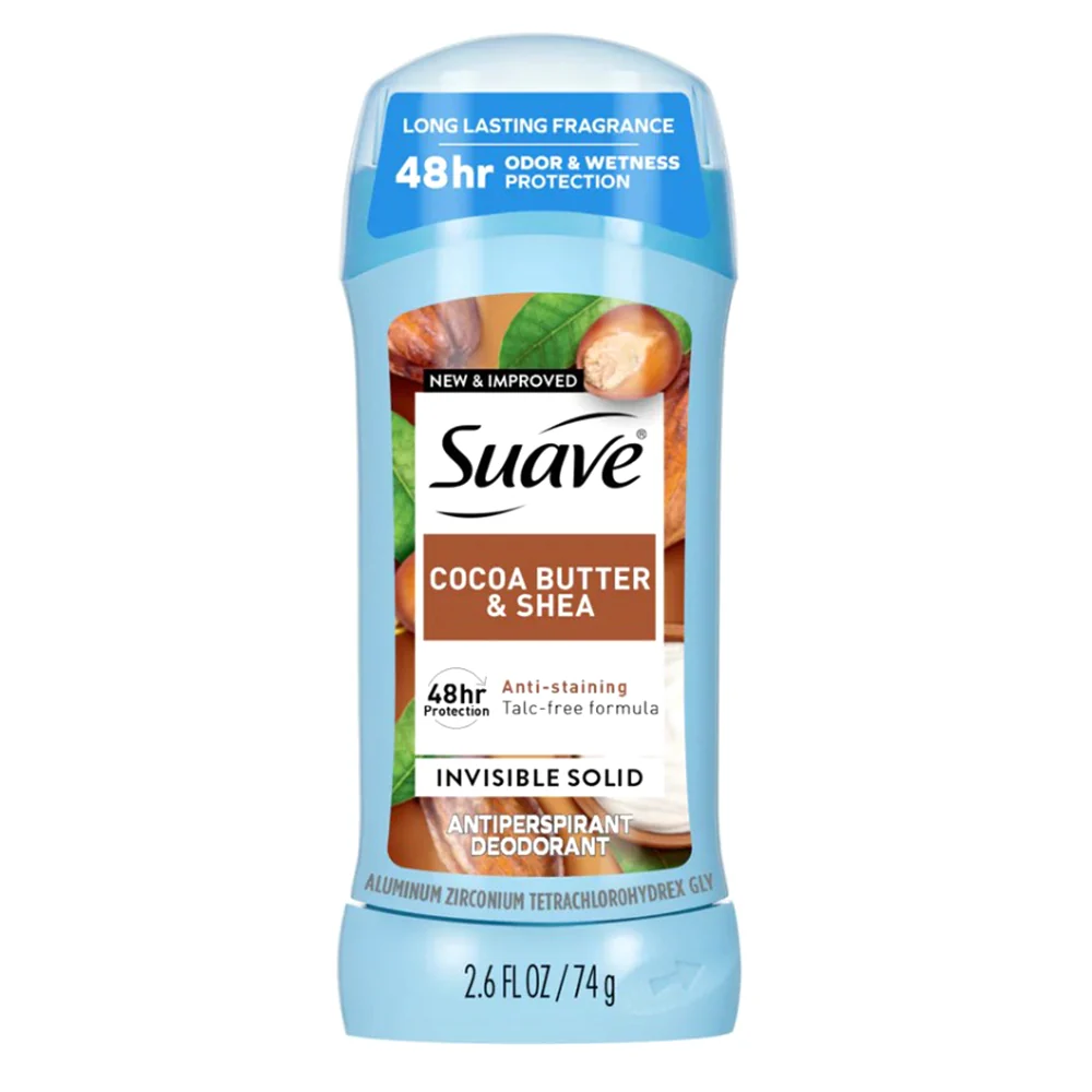 Detailed Suave Cocoa Butter and Shea Invisible Solid Antiperspirant Deodorant 2.6Oz 74g Organic