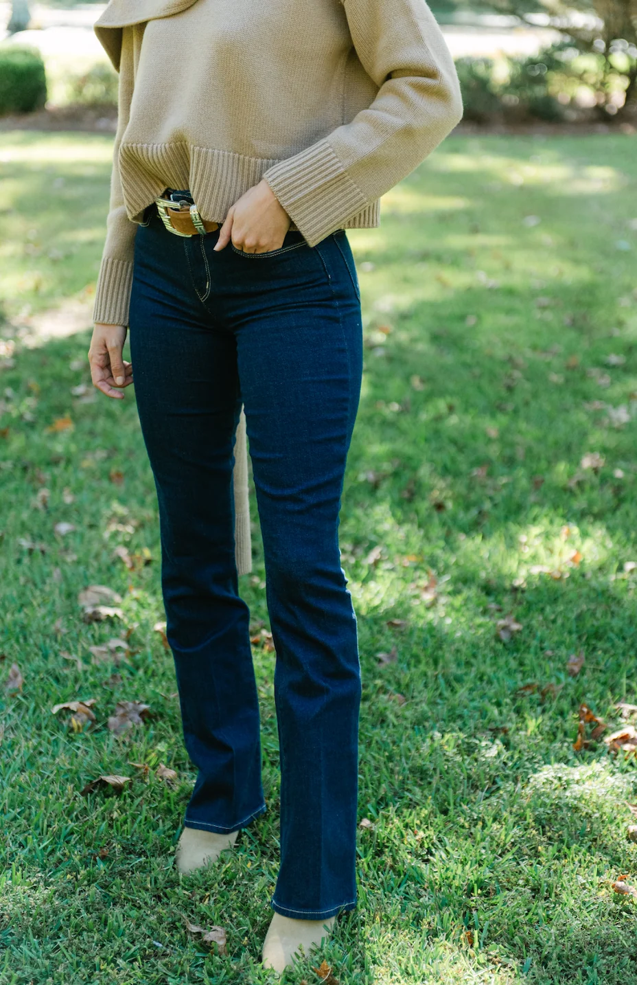 Green L'AGENCE Selma High Rise Sleek Baby Boot Jean in Koval Detailed
