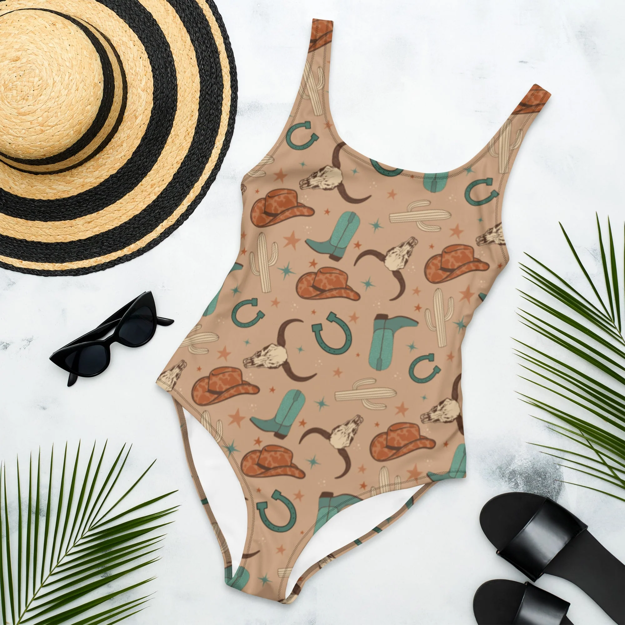 Powerful Baha Ranch Yeehaw All Western One-Piece Swimsuit Traditional