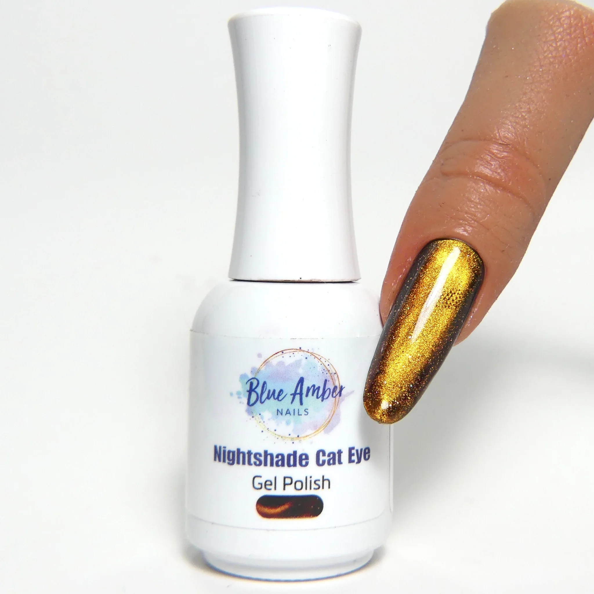 Professional Nightshade Golden Bronze Cats Eye Gel Polish - Blue Amber Nails 15ml Each Secure
