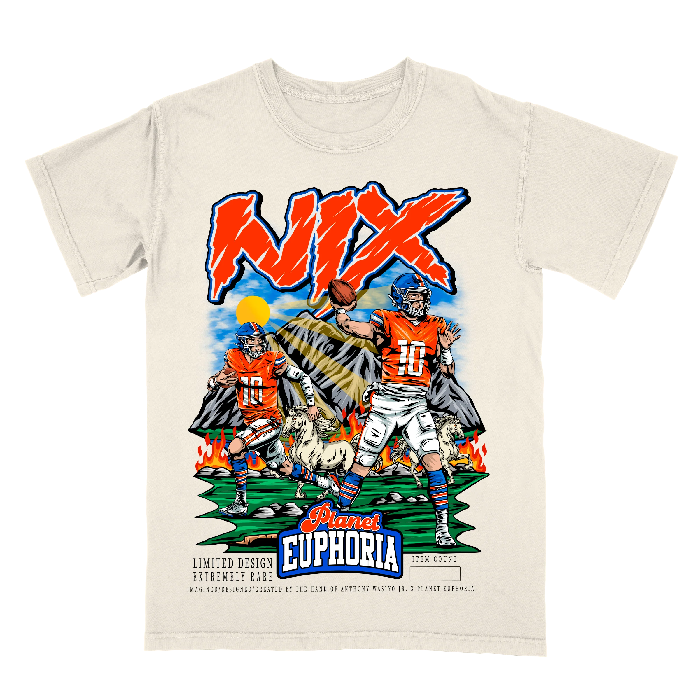 Casual Youth Bo Nix Limited Edition NFL Player Graphic T-Shirt Traditional