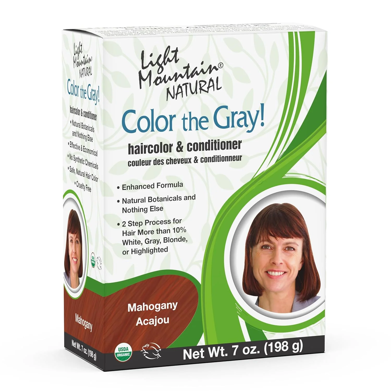 Unique Light Mountain Natural Gray Hair Color And Conditioner Kit Mahogany - 7 Oz