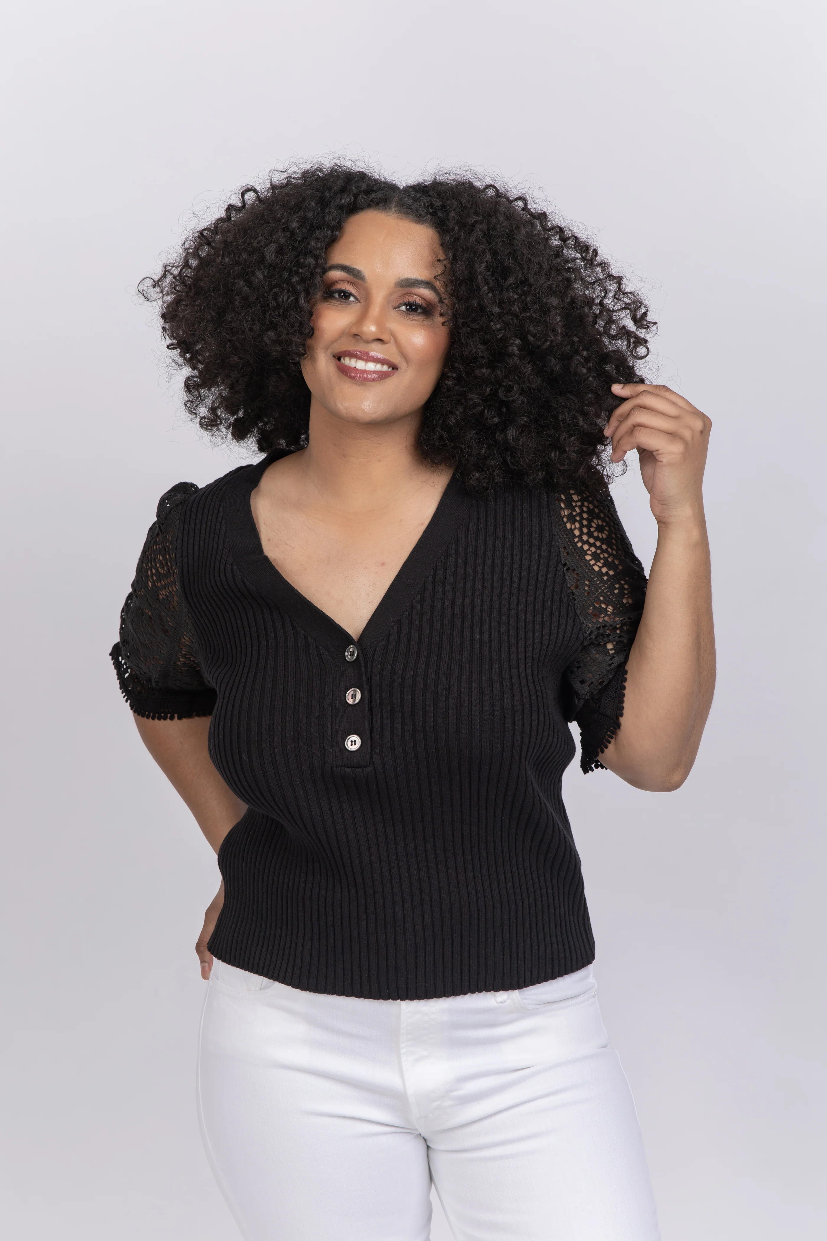 Contemporary Central Park West Clay Puff Sleeve Shirt Black Authentic