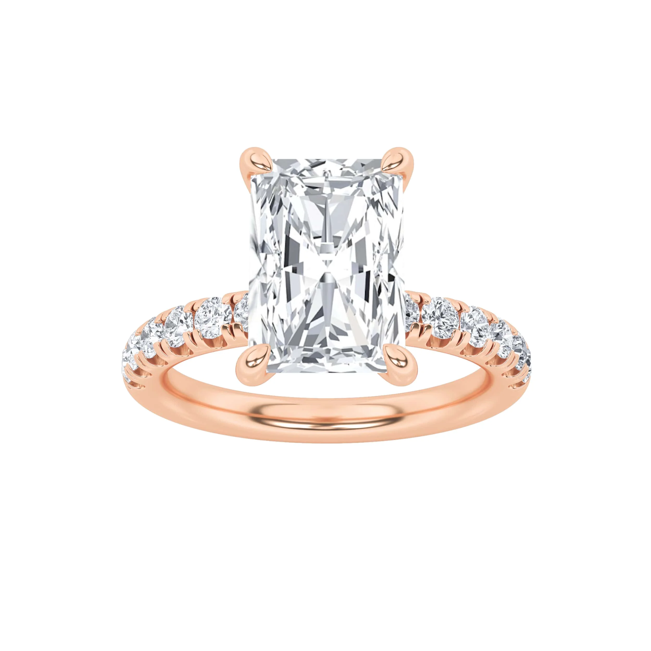 Fine 2Cttw Radiant Shaped Lab Grown Diamond F Hidden Halo Accented Ring in 14K Gold Outstanding