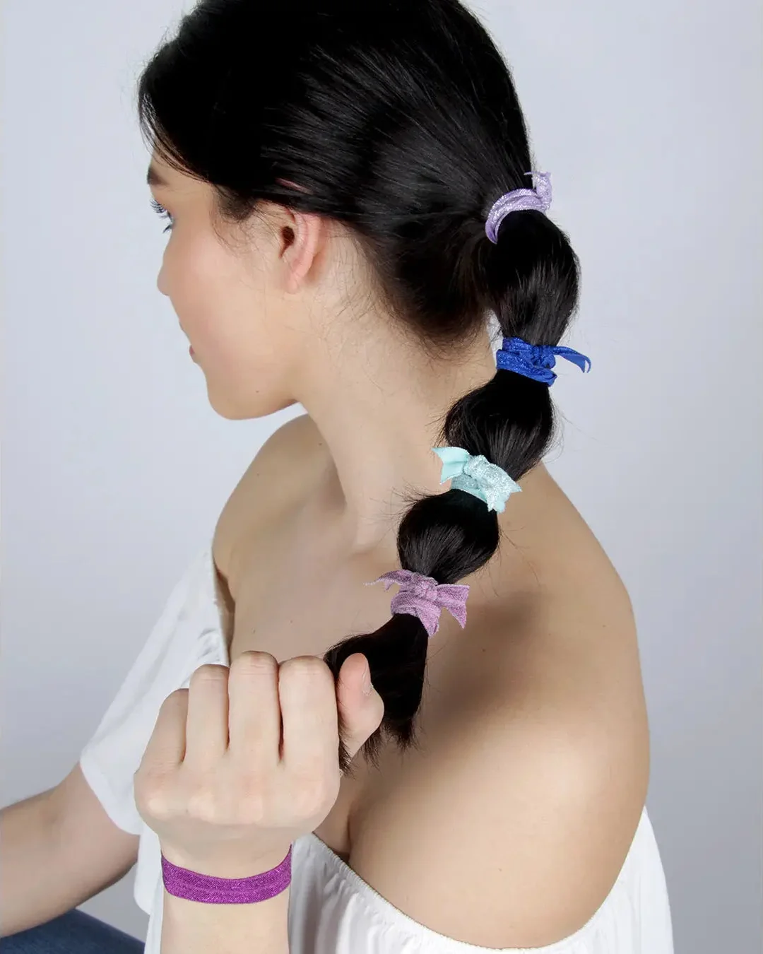 Recyclable Shimmer Classic Hair Ties - 5 Pack High-End