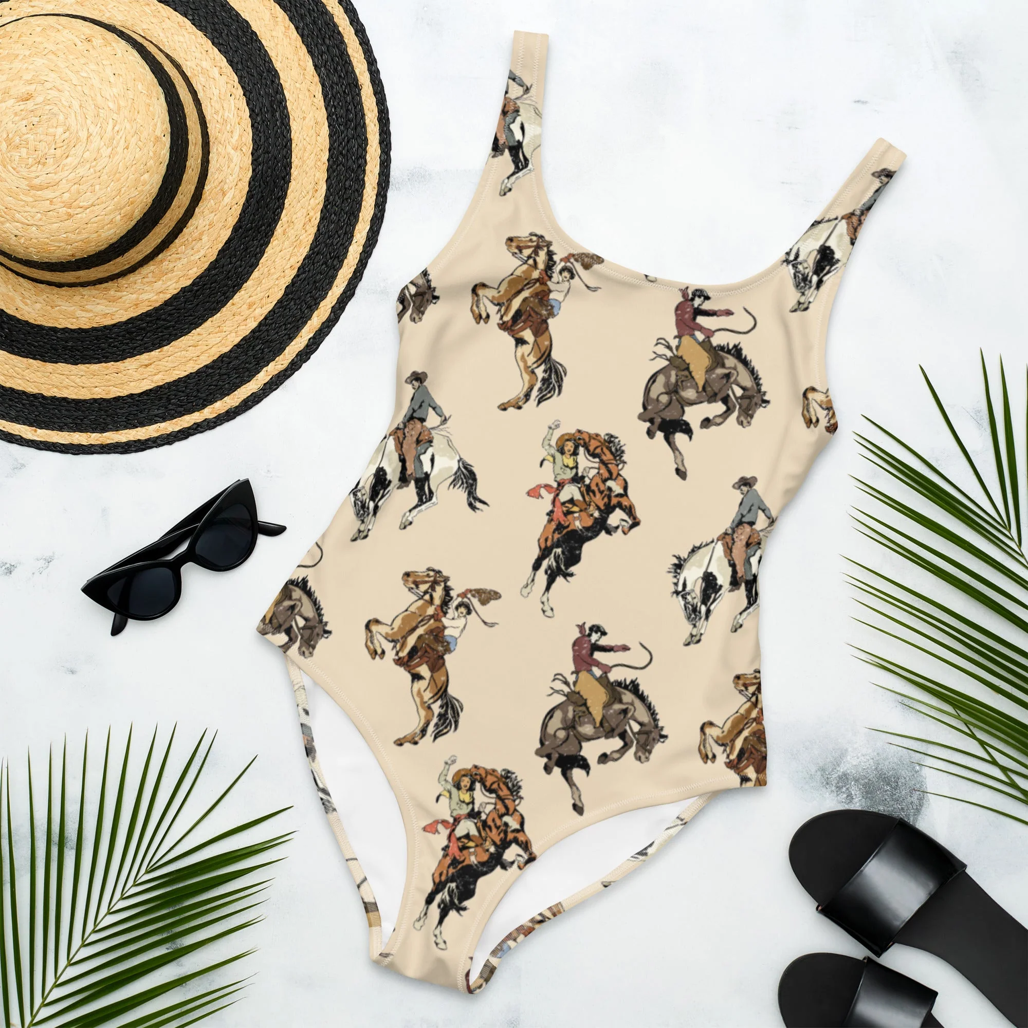 Comfortable Baha Ranch Yeehaw Vintage Cowgirl One-Piece Swimsuit Next-Generation