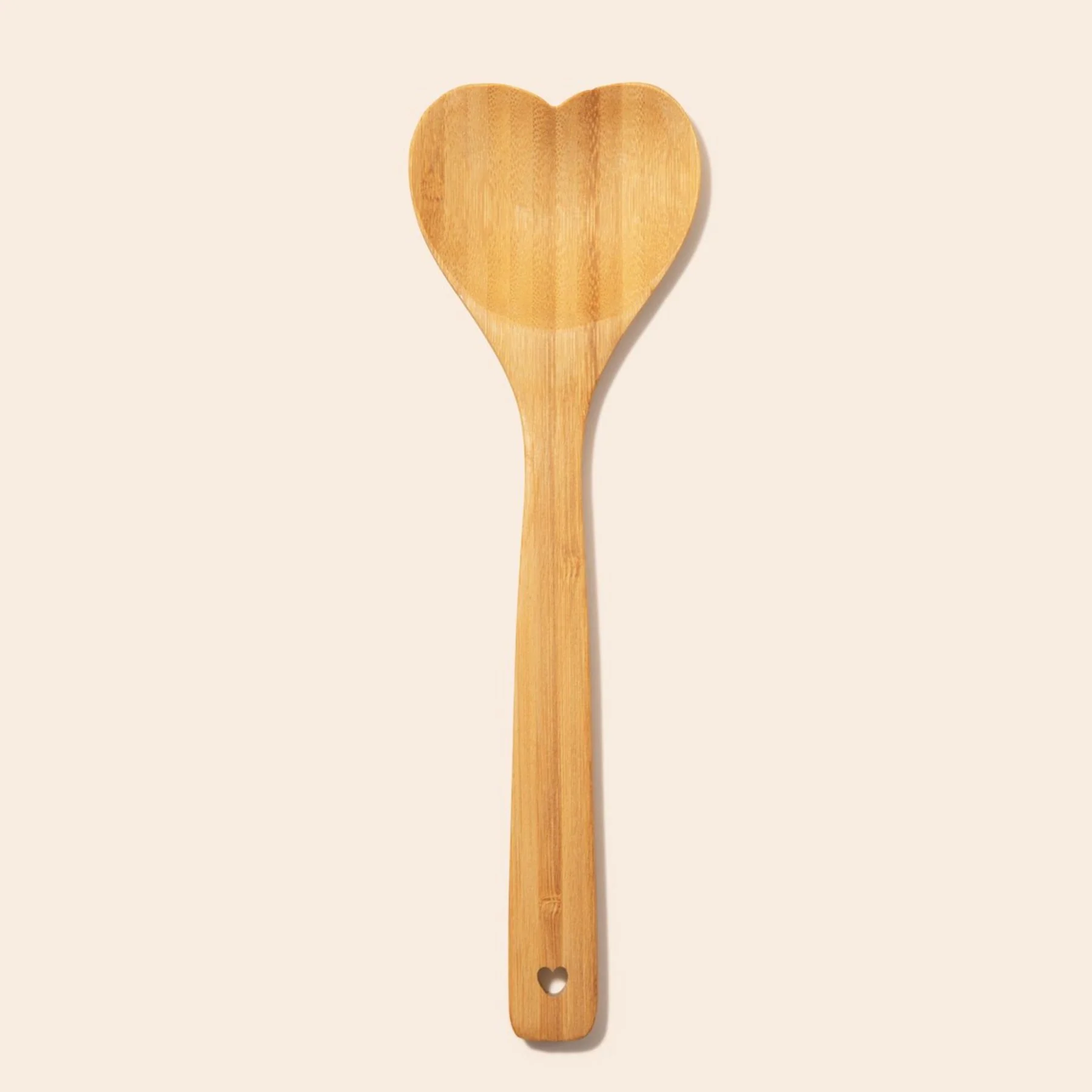 Secure Bamboo Utensil Spoon Heart Shaped Green