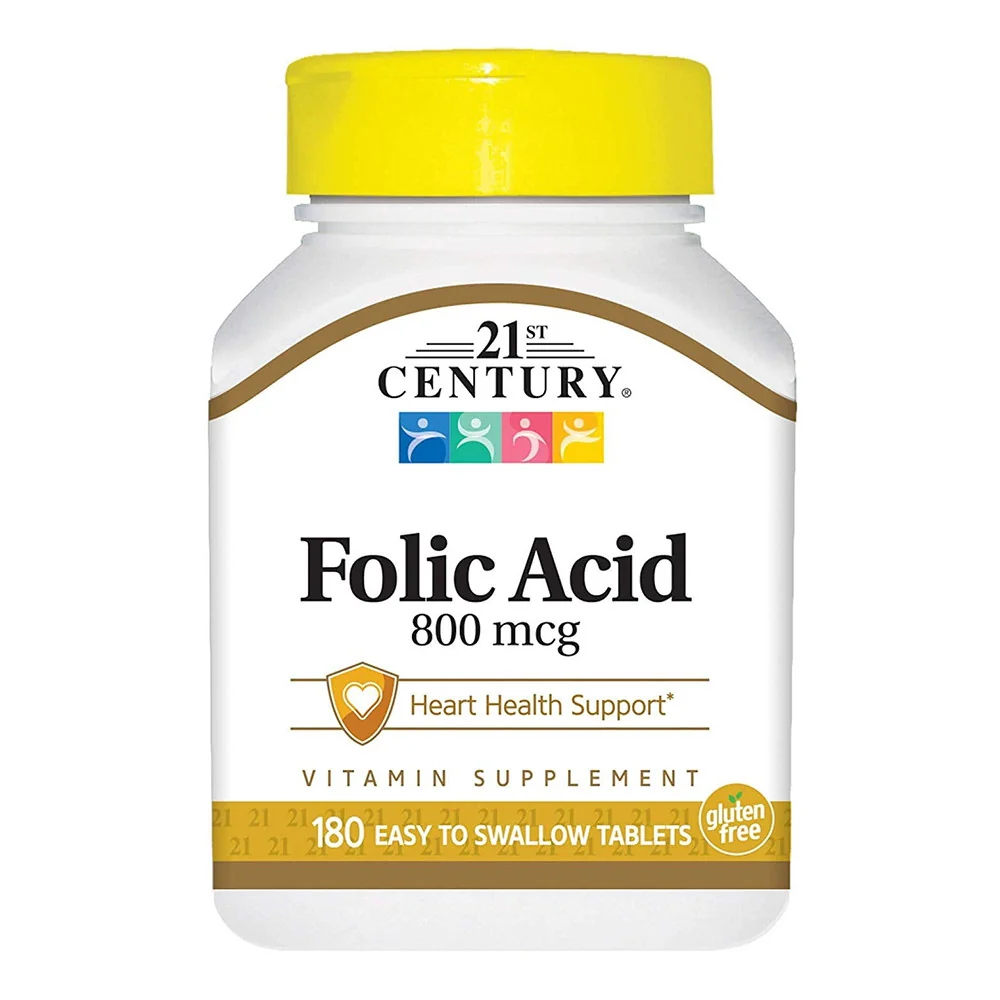 Artisan 21st Century Folic Acid 800 Mcg Heart Health Support Supplement Tablets 180 Ea High-Quality