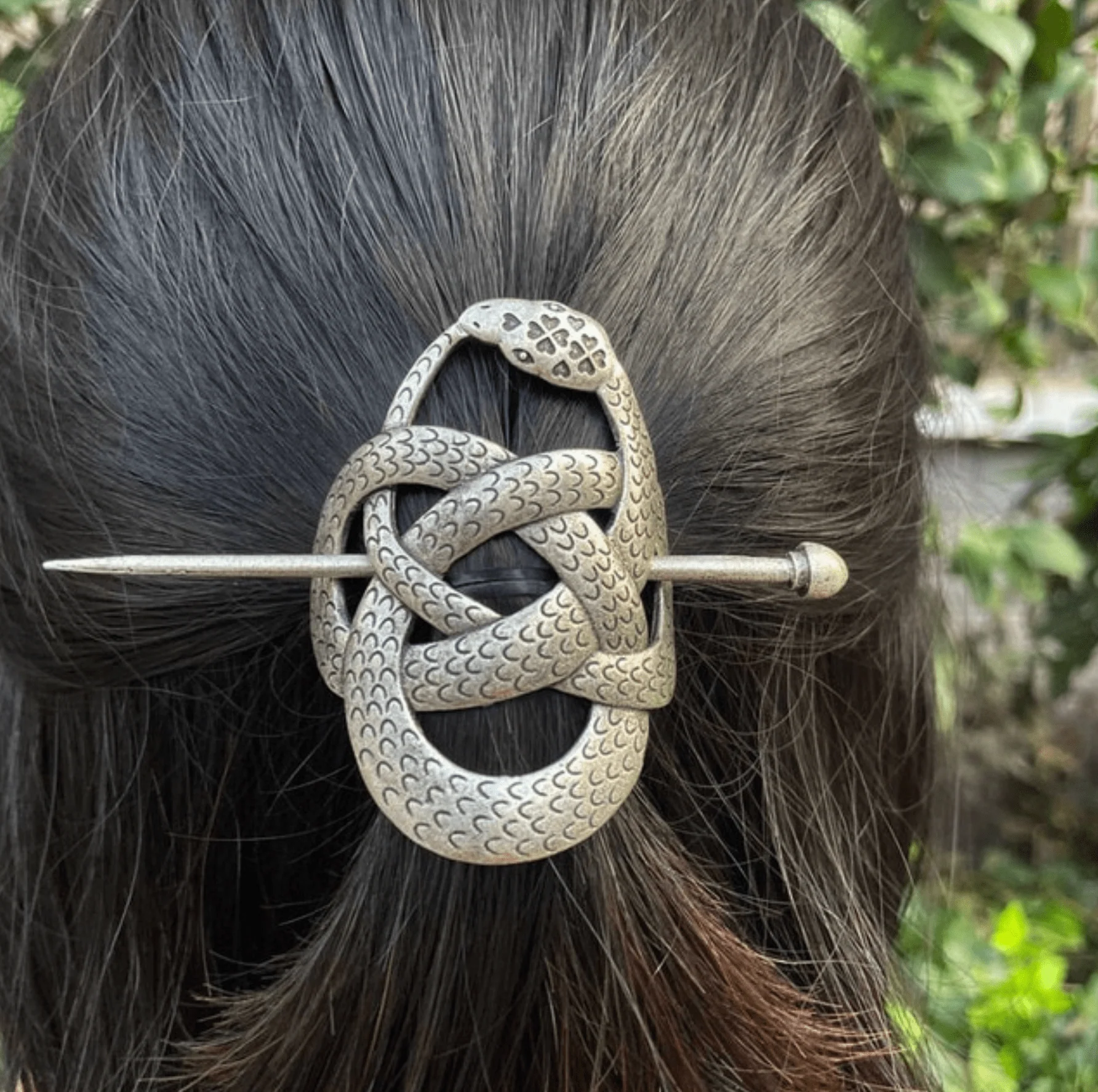 Long-Lasting Silvertone Snake Knotted Celtic Hair Pin Detailed