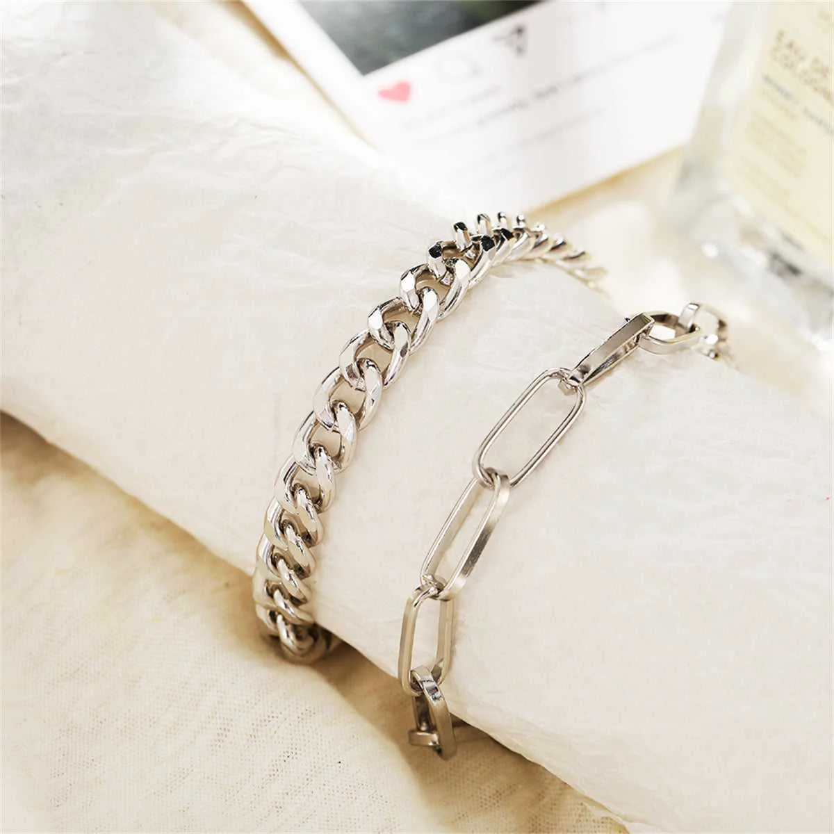 Traditional Silvertone Cable Chain Anklet Curb Chain Anklet Professional