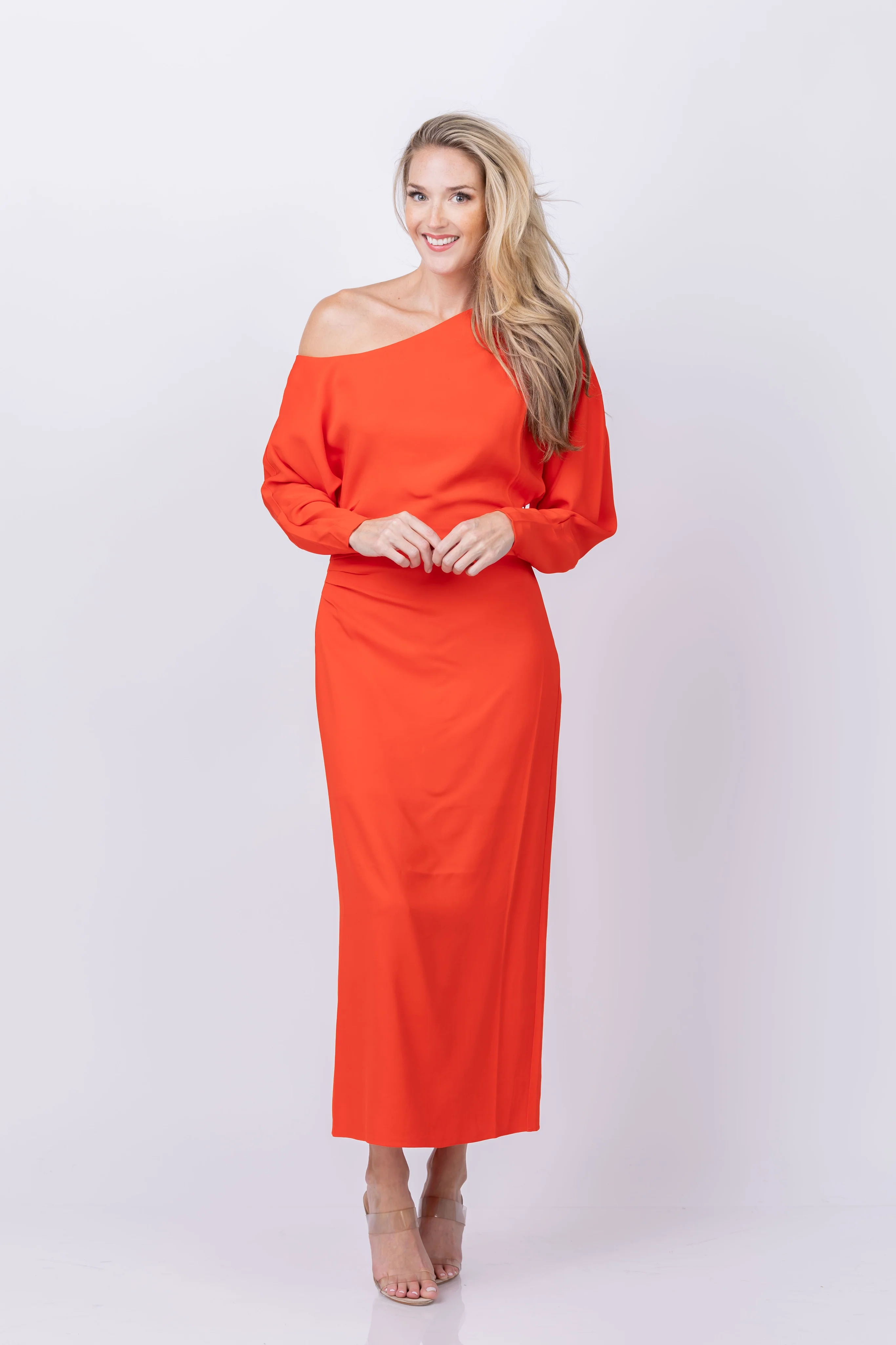 Sophisticated Tanya Taylor Georgie Dress in Spiced Red Breathable