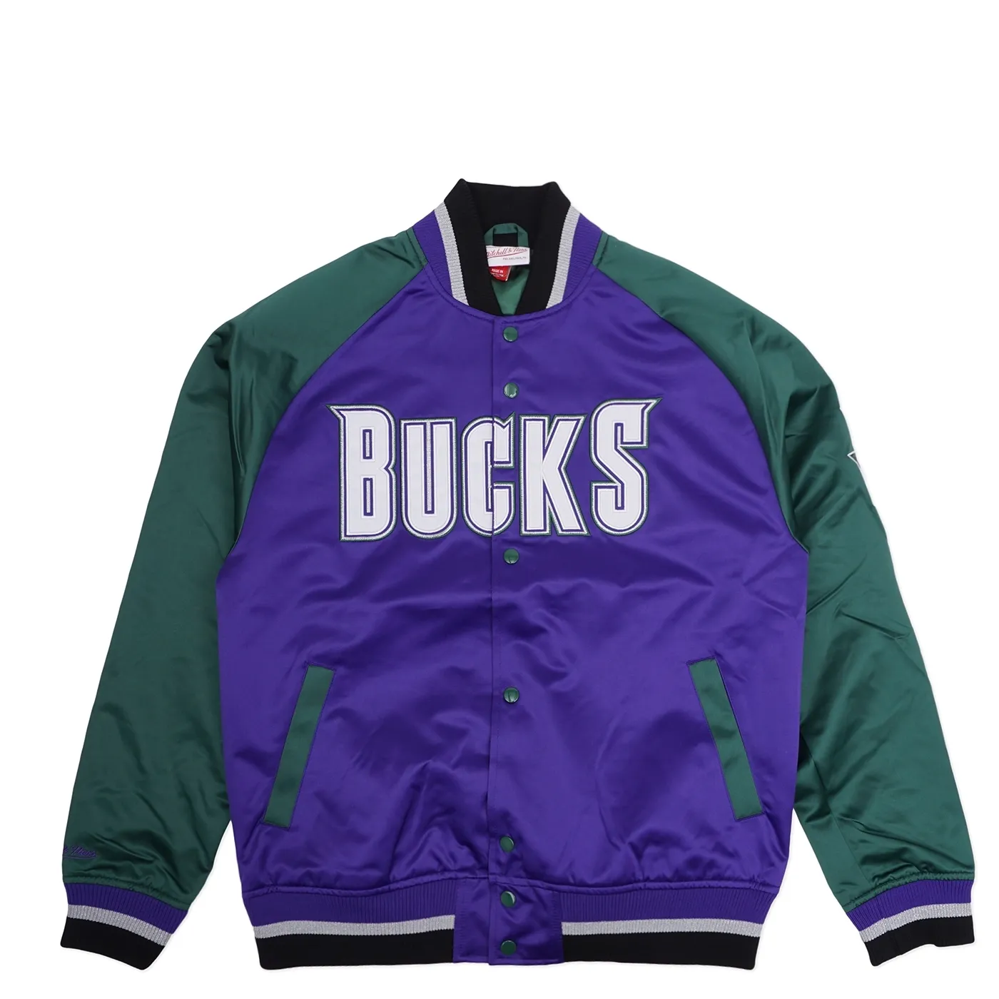 Long-Lasting Mitchell Ness Men's Playmaker Lightweight Satin Jacket Vintage Logo Bucks Soft