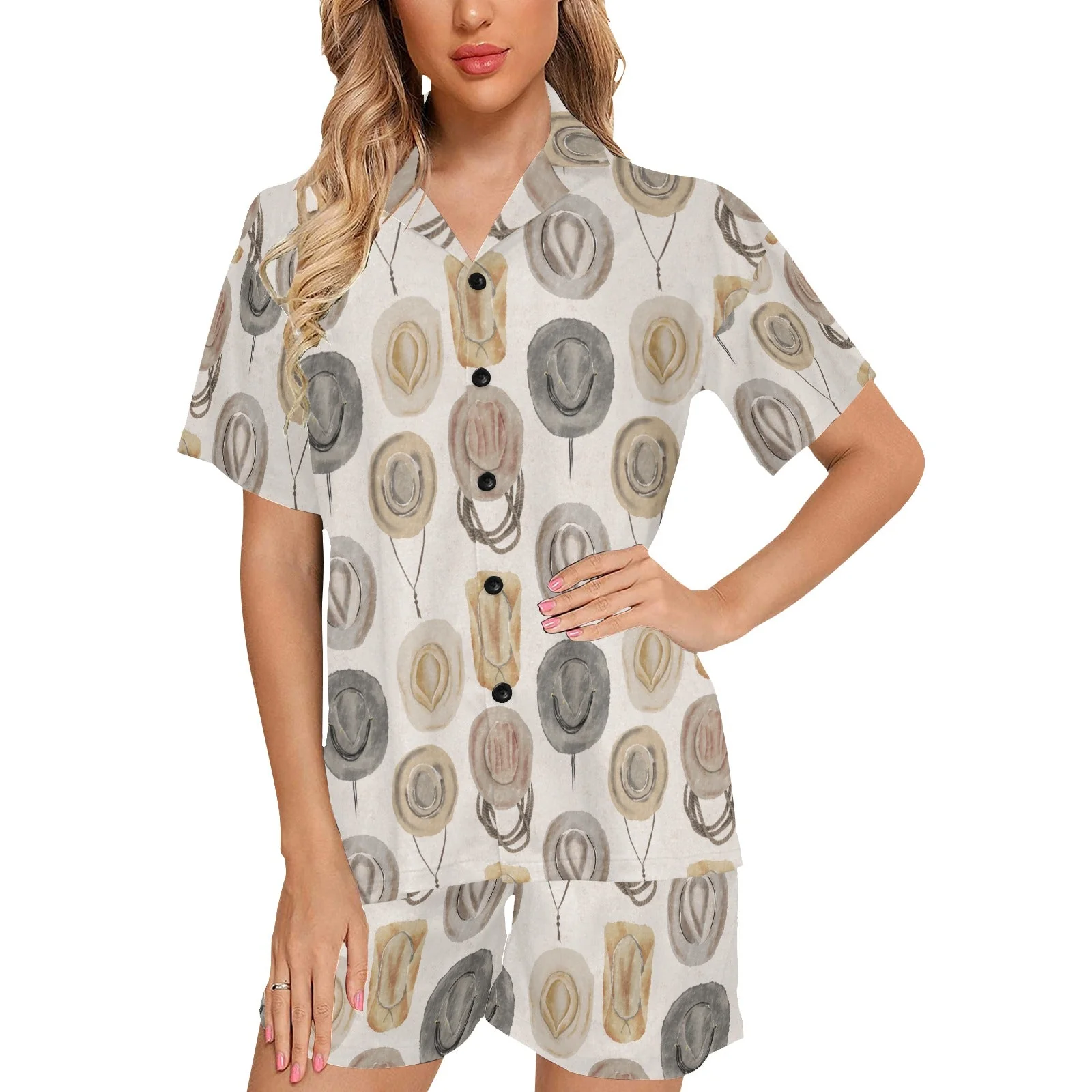 Original Design Vintage Cowboy Hat Women's Western Pajama Set Fashionable