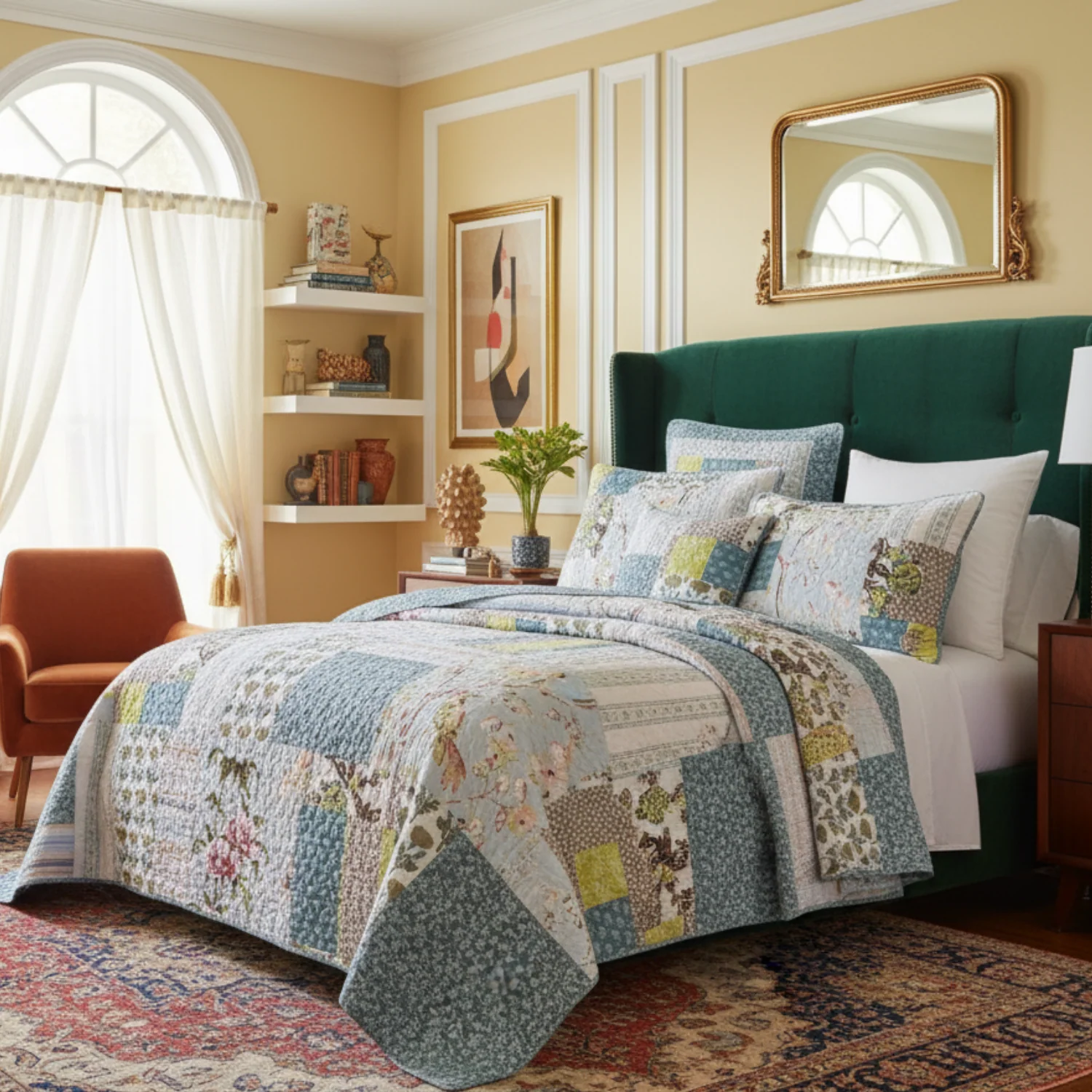 Selected Tache 2-3 Piece Cotton Sky Breeze Pastel Blue Patchwork Quilt Set JHW-684 Top-Quality
