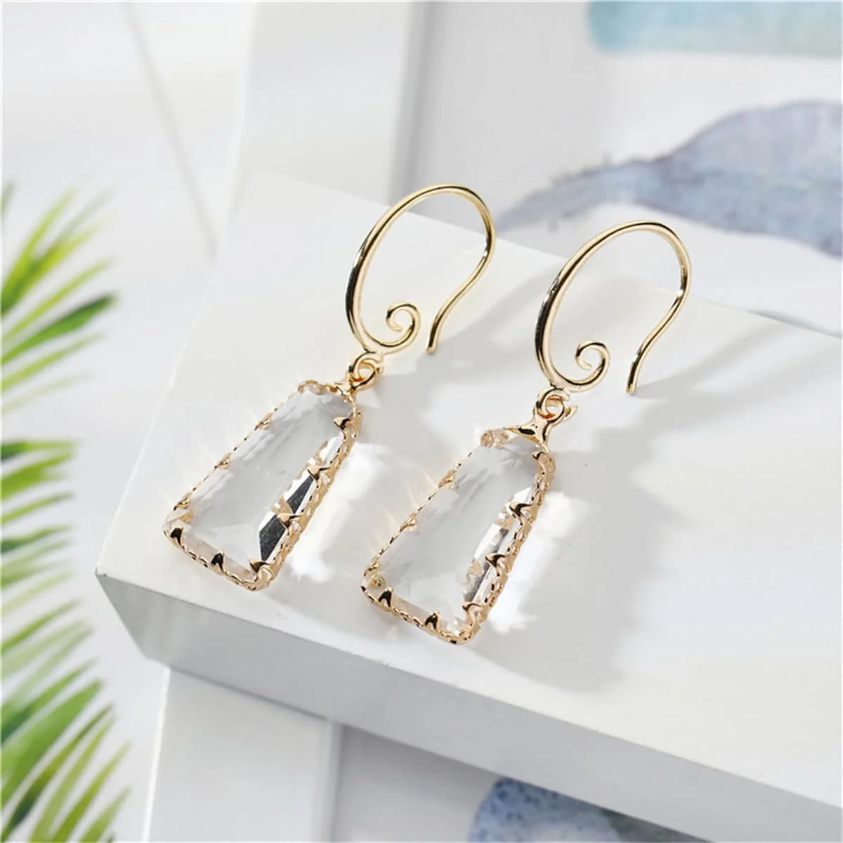 Verified Crystal Goldtone Ladder Drop Earrings Proven