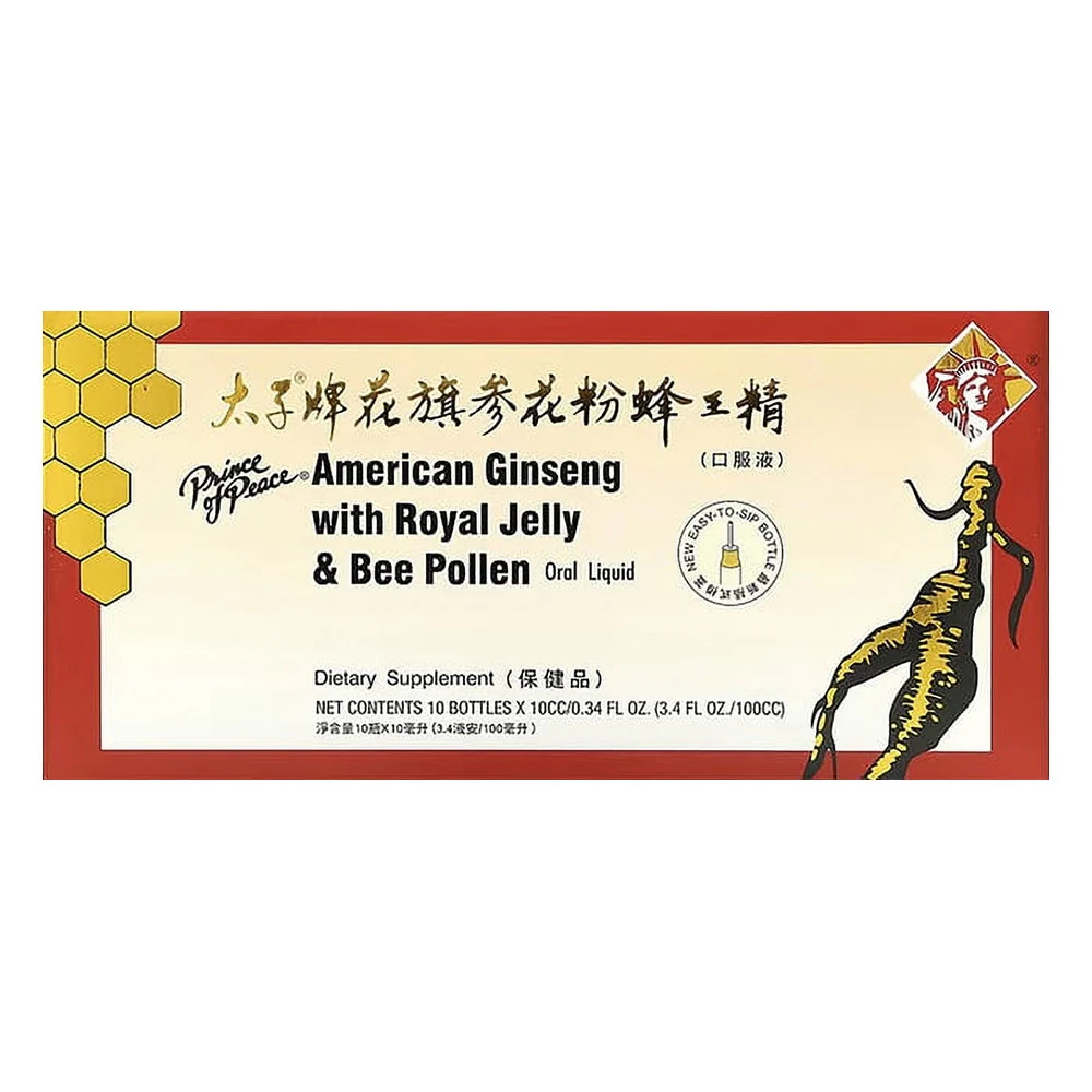Fine Prince Of Peace American Ginseng Extract With Royal Jelly And Bee Pollen Bottles 10 Ea Eco-Friendly