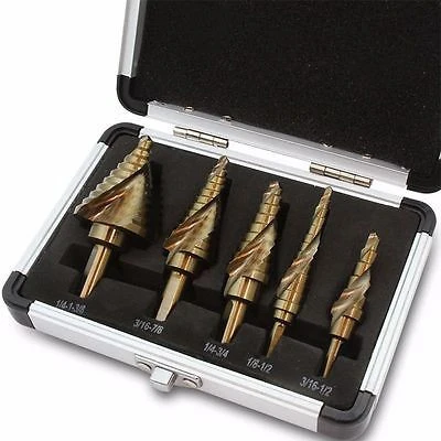 World-Class Spiral Variable Multi Step Down Drill Bit Unibit Tool Uni Stepped Colbalt Set Original