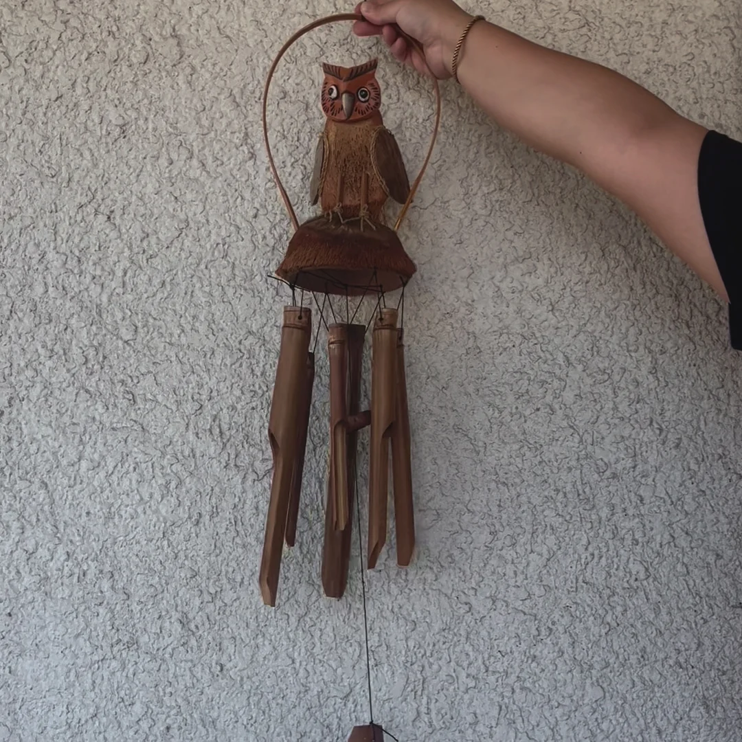 Smooth Bamboo Wind Chime - Coconut Owl First-Class