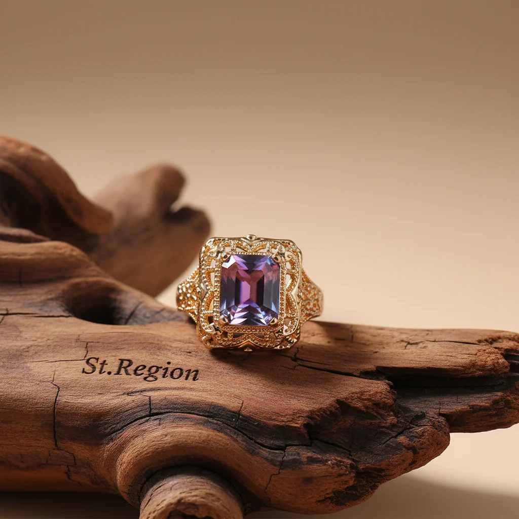 Advanced Rose Purple Crystal Goldtone Radiant-Cut Ring Next-Generation