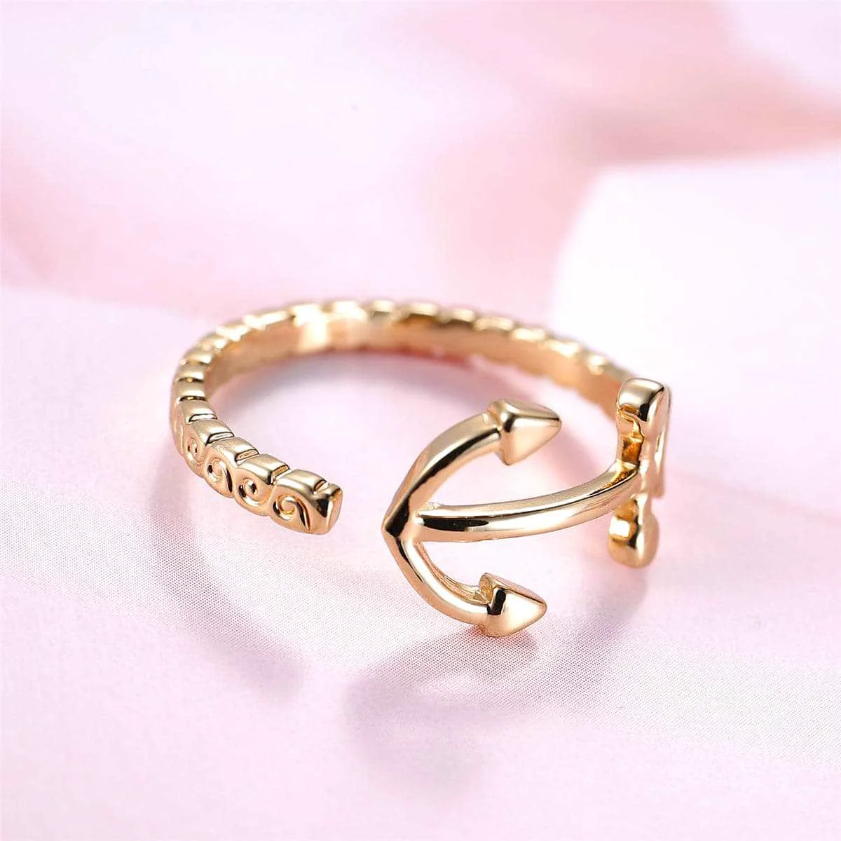 Artisan Goldtone Anchor Open Bypass Ring Fashionable