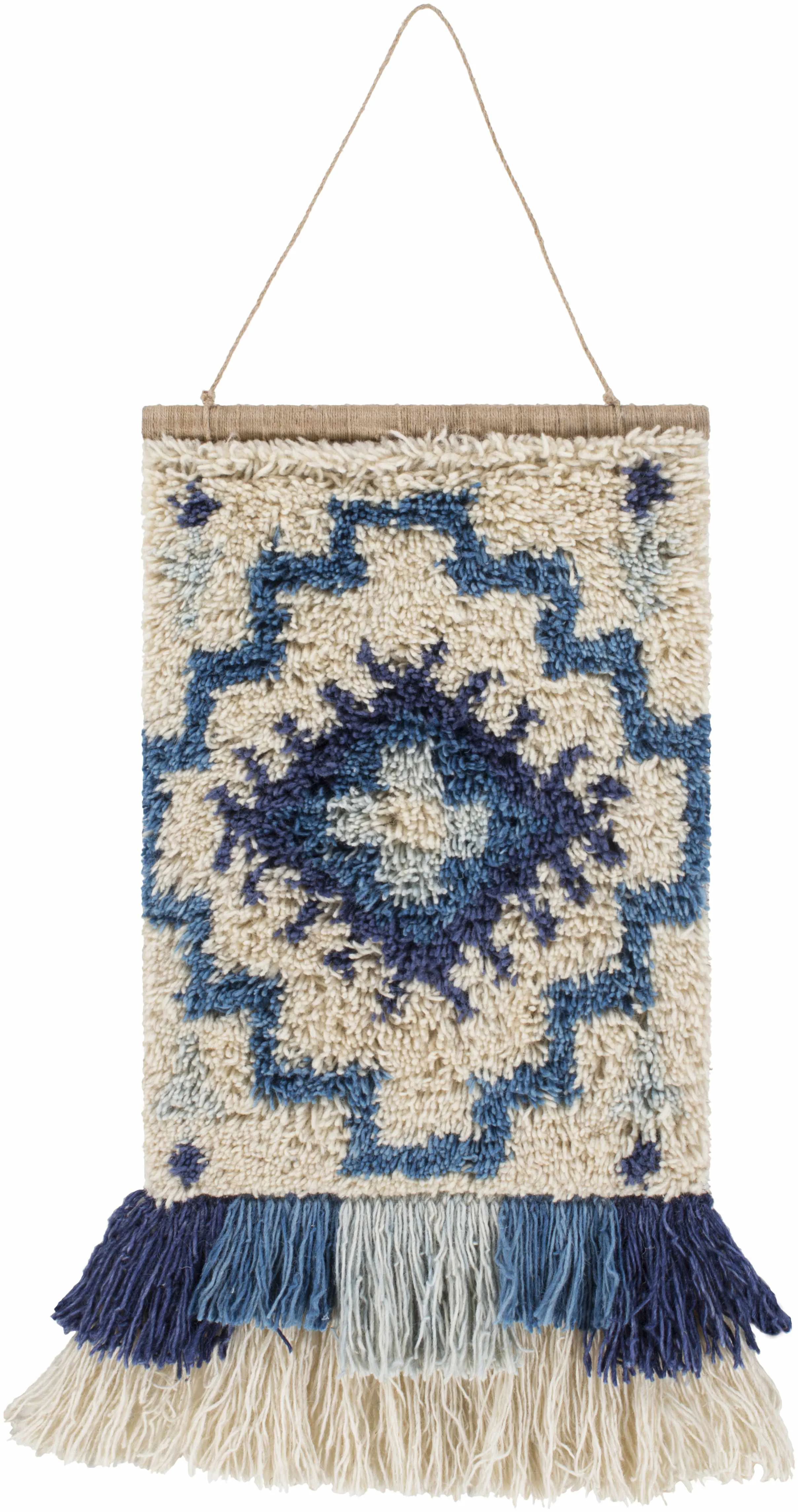 Smooth Philomont Ivory and Blue Geometric Wall Hanging - High-Performance
