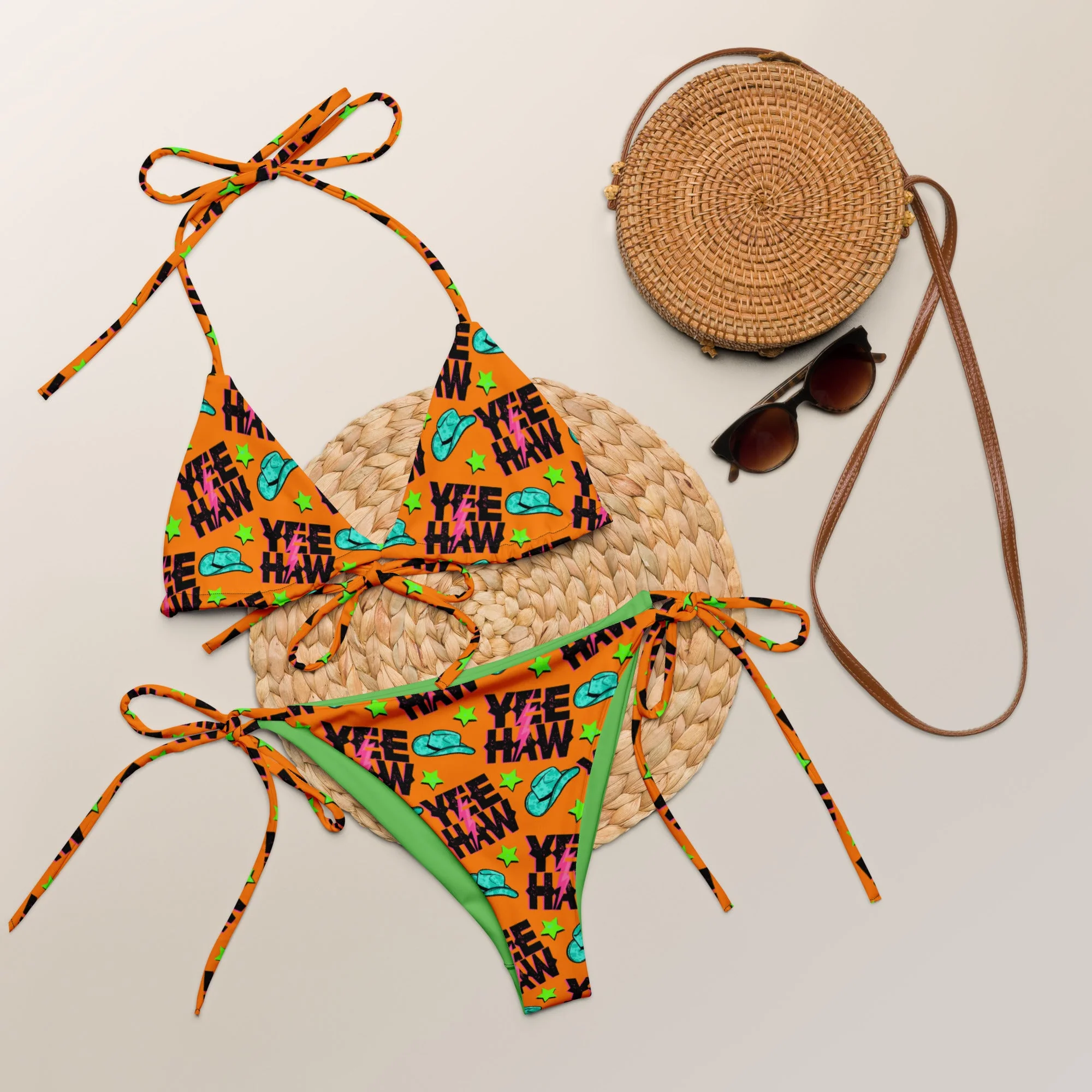 Fast Baha Ranch Yeehaw Orange String Bikini Durable