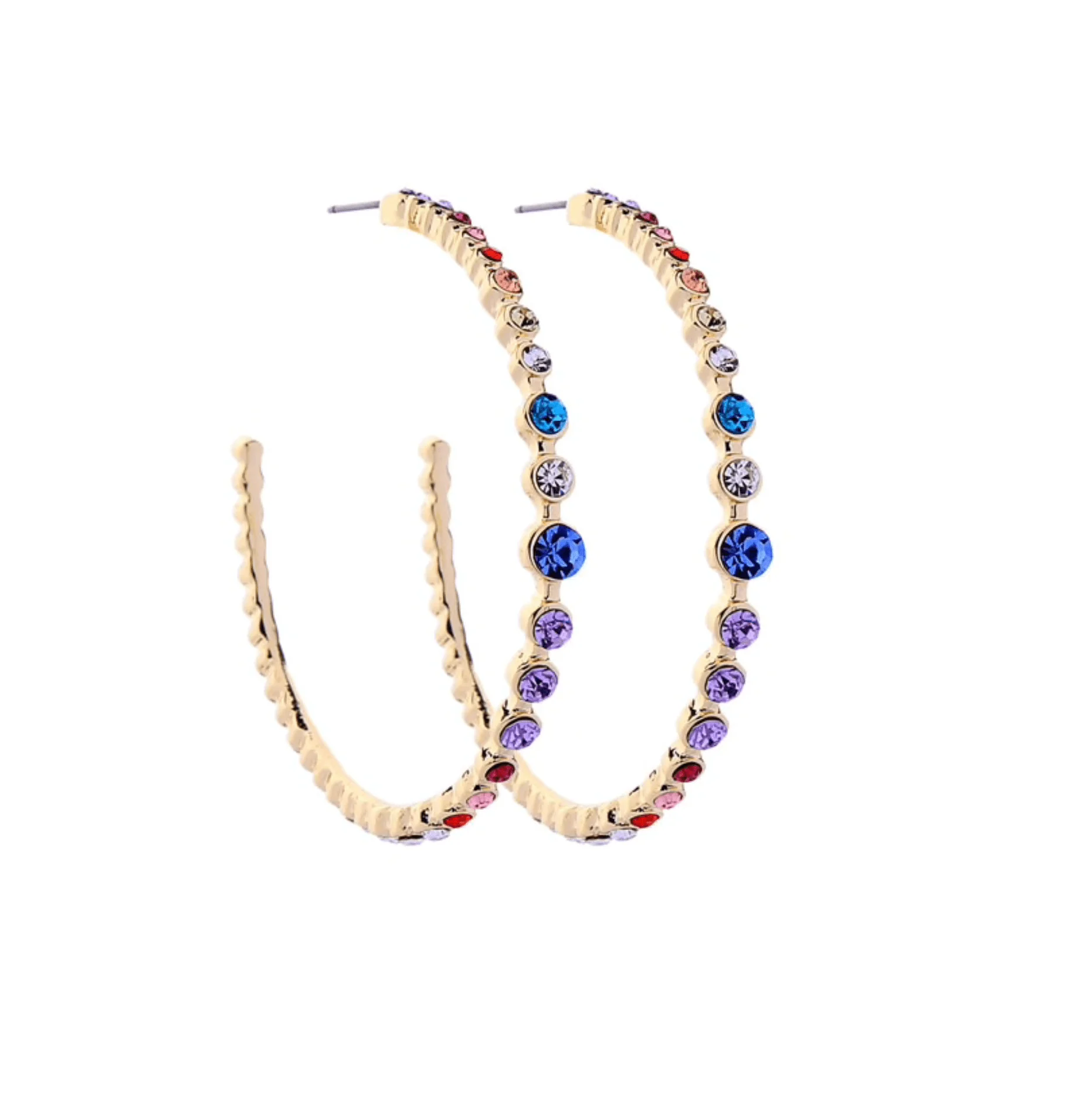 World-Class Goldtone Purple Crystal Hoop Earrings Official