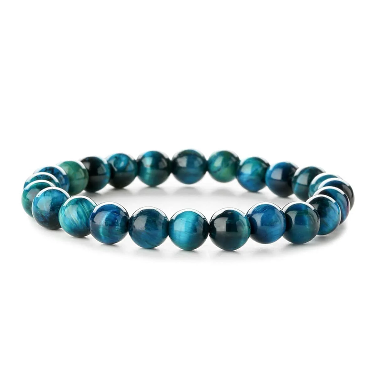 Versatile Peacock Blue Quartz Beaded Stretch Bracelet Environmentally Friendly