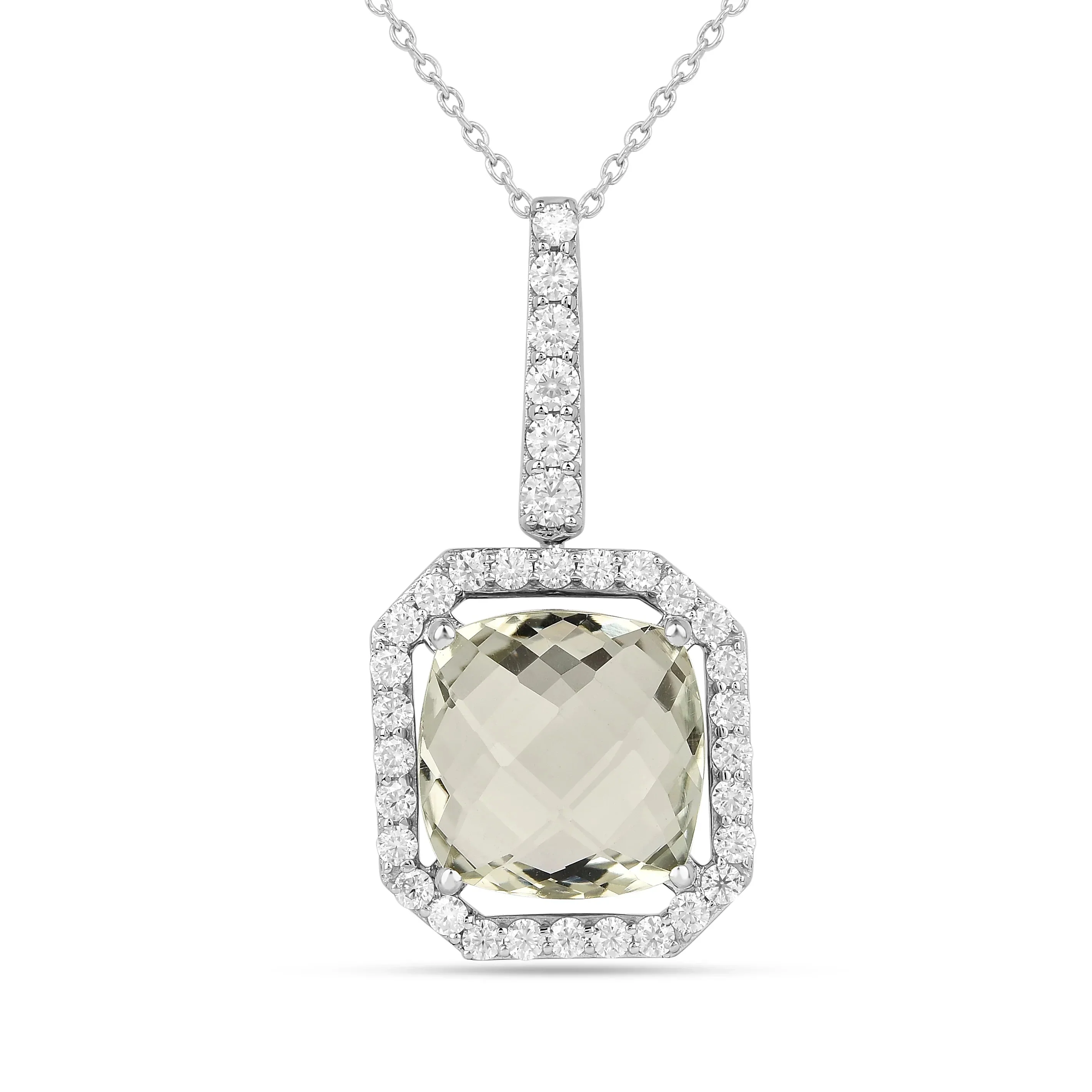 Verified Natural Briolette Cut Green Amethyst Pendant Necklace Luxury