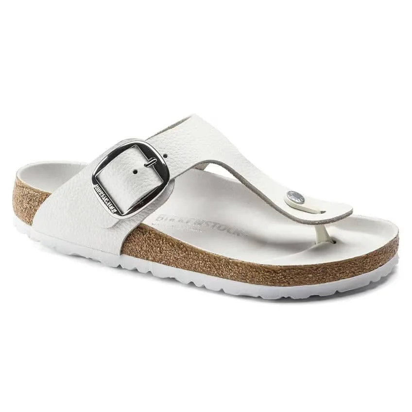 Authentic Birkenstock Gizeh Big Buckle Natural Leather White Solid