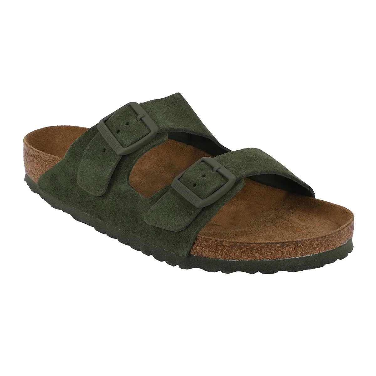 Enhanced Birkenstock Arizona Soft Footbed Suede Leather Sandals Deep Lichen 45 Regular Wide Genuine