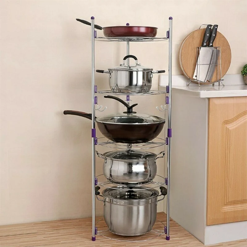 Clean Large 5 Tier Pots And Pans Storage Organizer Rack Fine Crafted