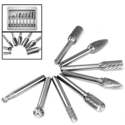 Healthy 8 Piece Double Cut Carbide Rotary Tool File Bit Burr Set Premium Material