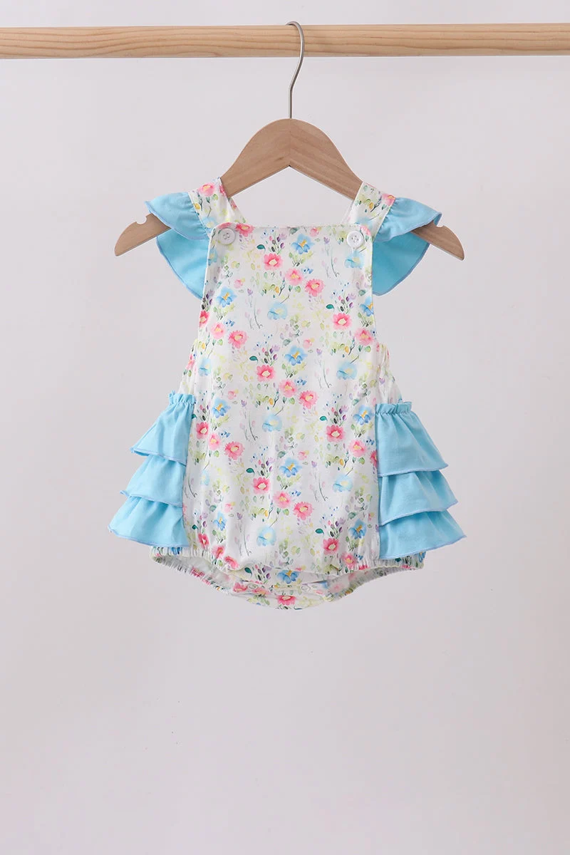 World-Class Blue Floral Ruffle Bubble Solid
