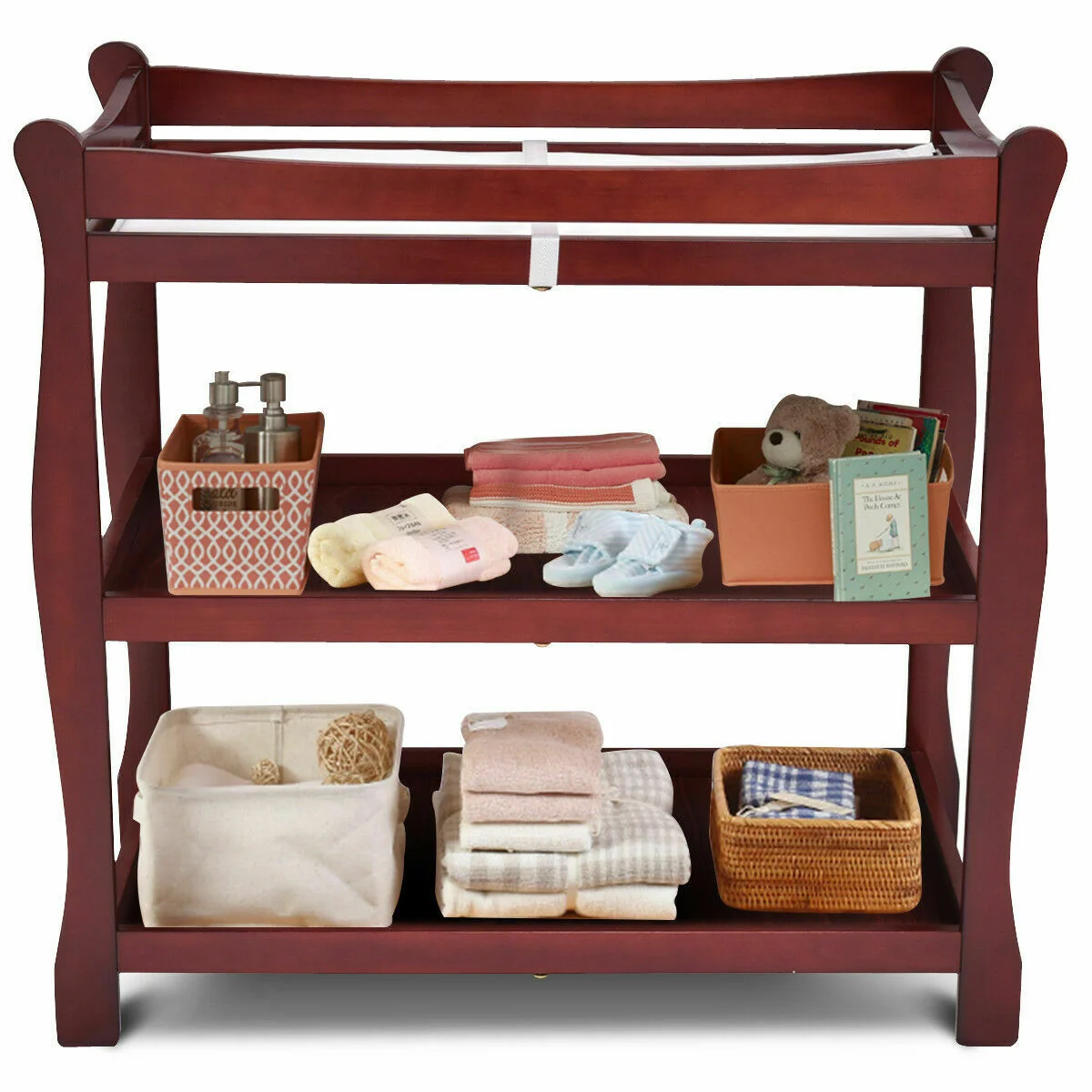 Carefully Designed Wooden Baby Diaper Changing Station Storage Table Advanced