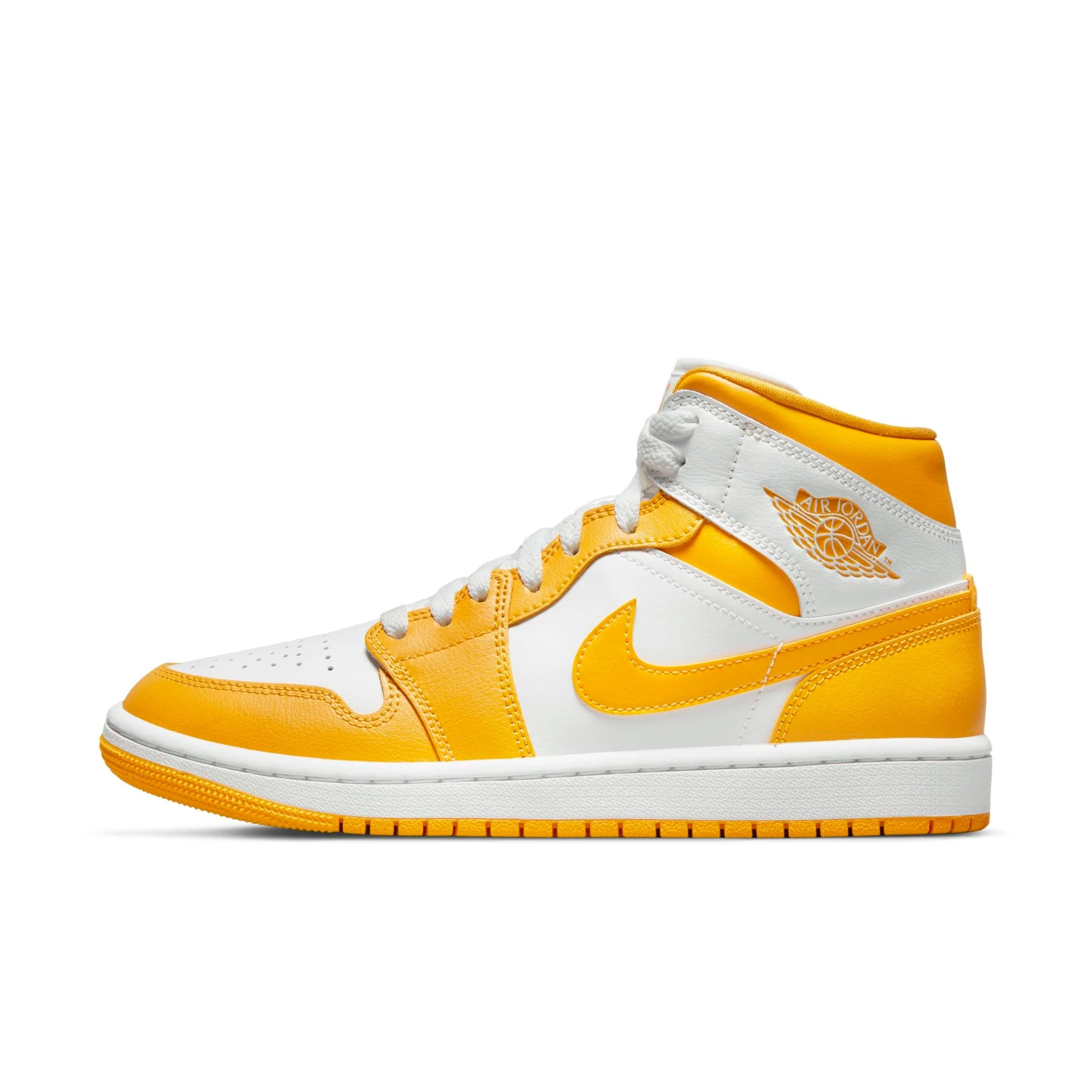 Traditional Air Jordan Women's Retro 1 Mid W 'White University Gold' Sneakers Casual