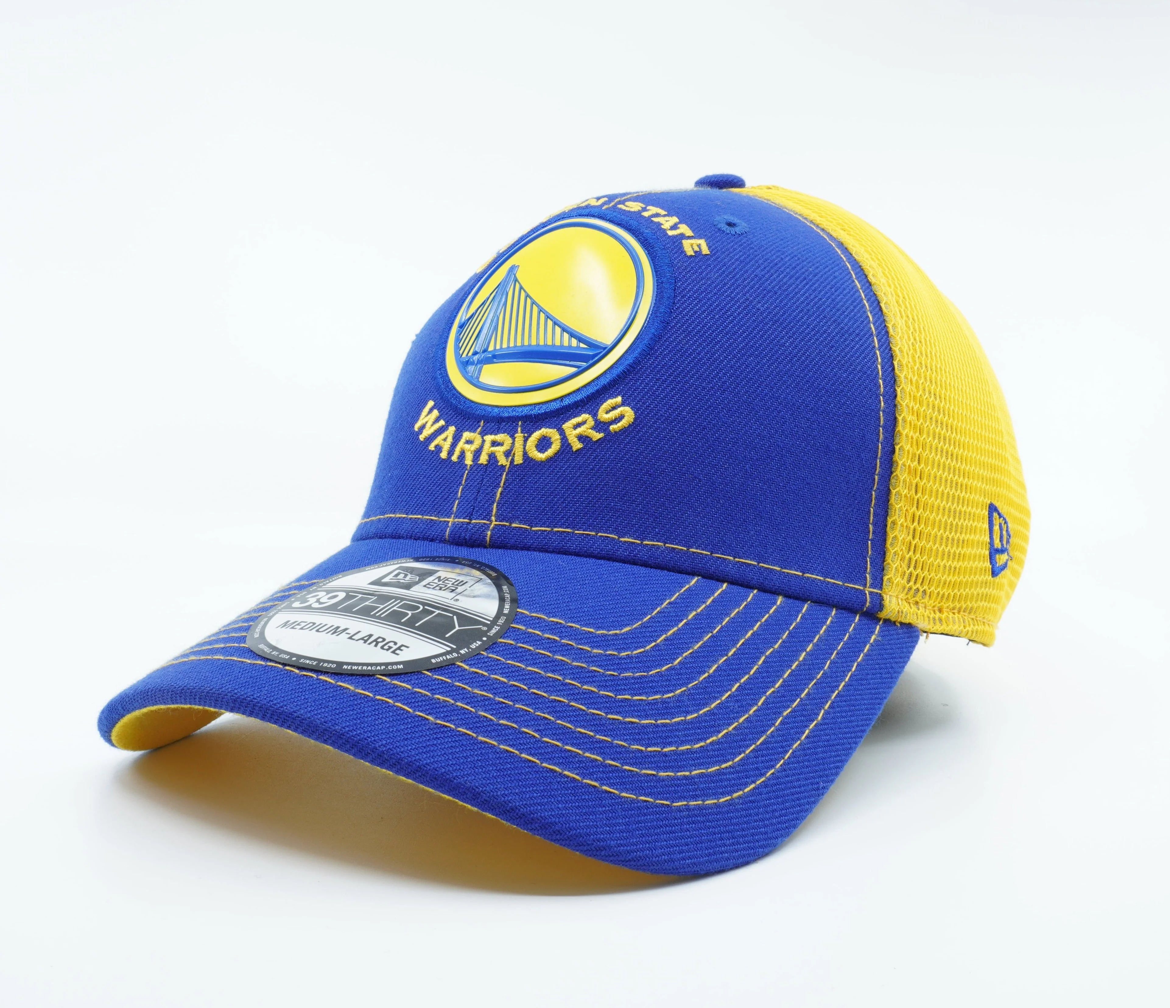 Expertly Made New Era Men's NBA Golden State Warriors Fan Mesh 39Thirty Fitted Crafted