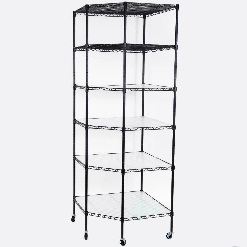 Comfortable Large Rolling Kitchen Garage Corner Storage Shelf Rack Stand Secure