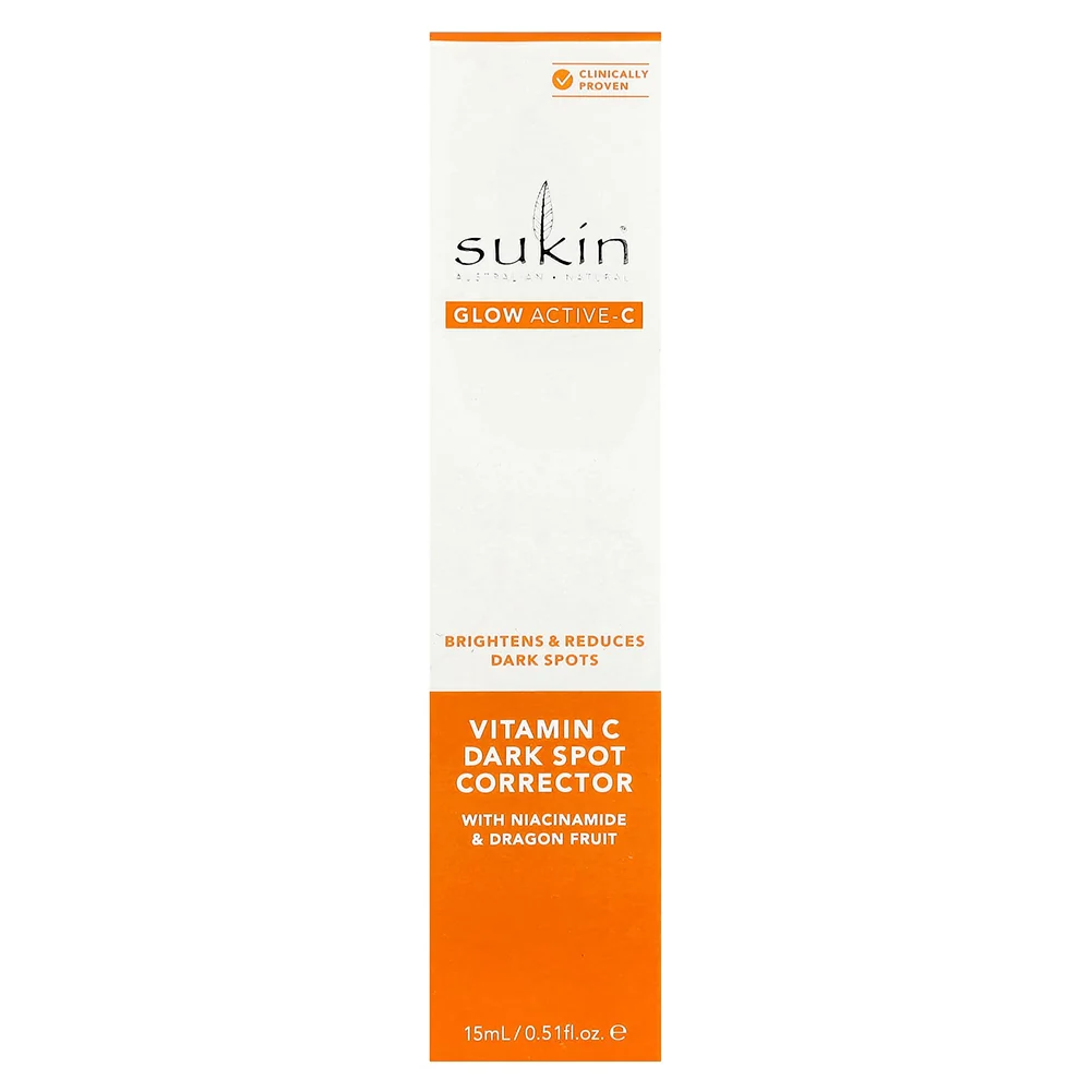 Eco-Friendly Sukin Glow Active-C Vitamin C Dark Spot Corrector Brightens and Reduces Dark Spots 0.51Oz 15ml Enhanced