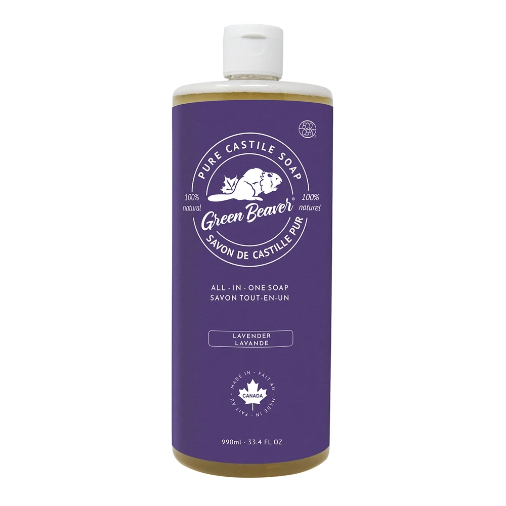 Sustainable Green Beaver Lavender Natural All Purpose Pure Castile Soap 33.4Oz 990ml Soft