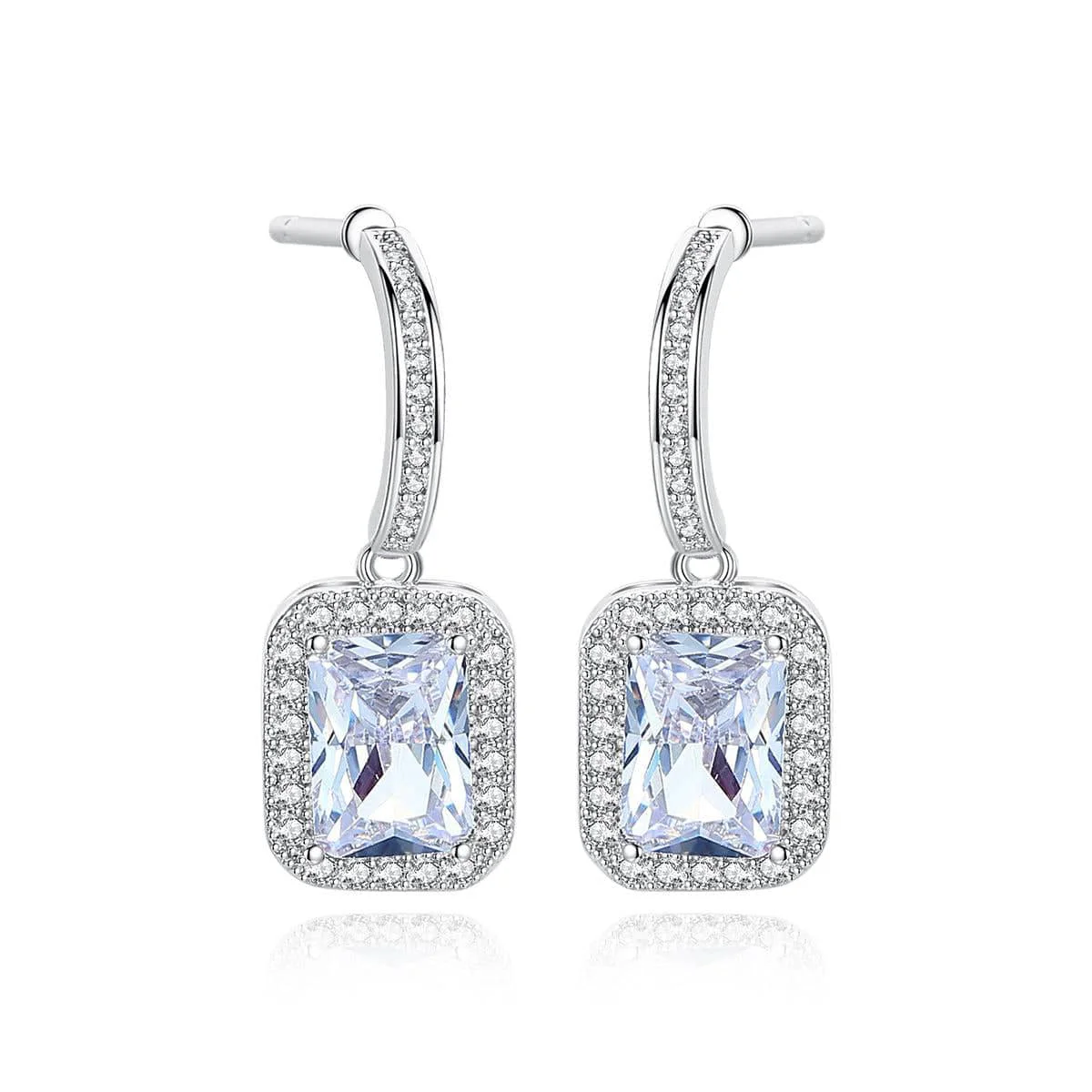 Authentic Crystal Cubic Zirconia Rectangle Cushion Drop Earrings Advanced