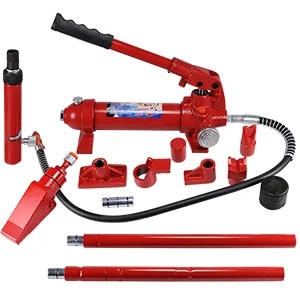 Flexible 4 Ton Hydraulic Air Pump Lift Porta Power Ram Body Shop Repair Tool Set Kit Contemporary