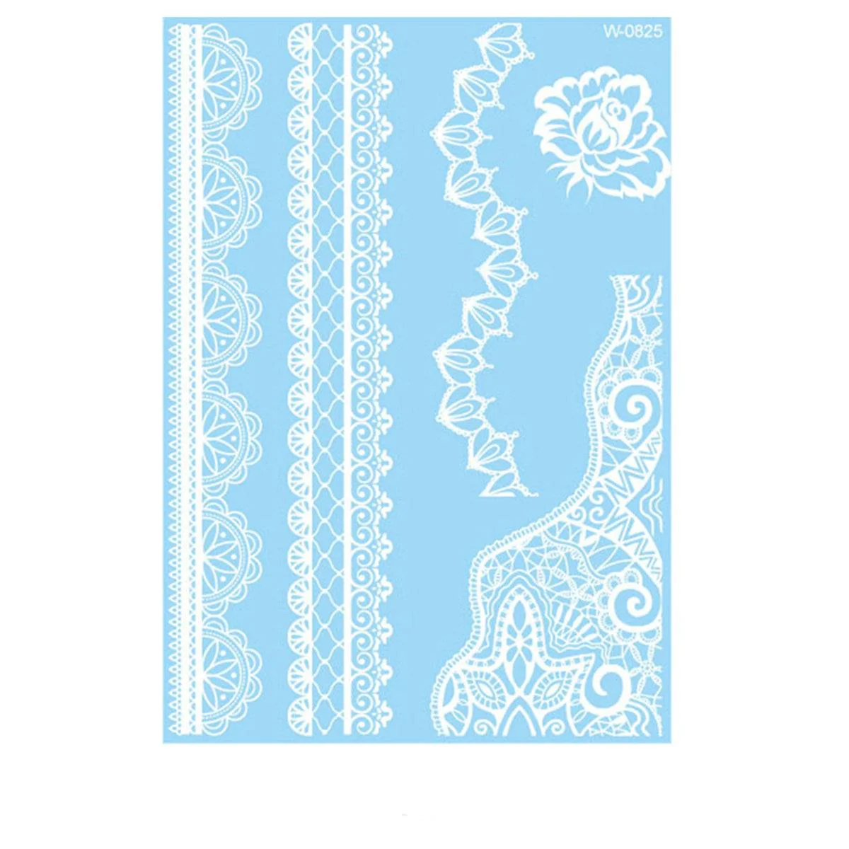 Excellent White Lace Lotus Temporary Tattoo Sheet - 5 Pcs High-Quality