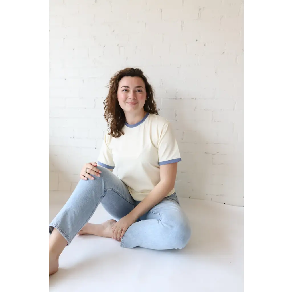 Top-Quality Classic Women's Ringer Tee in Navy Modern