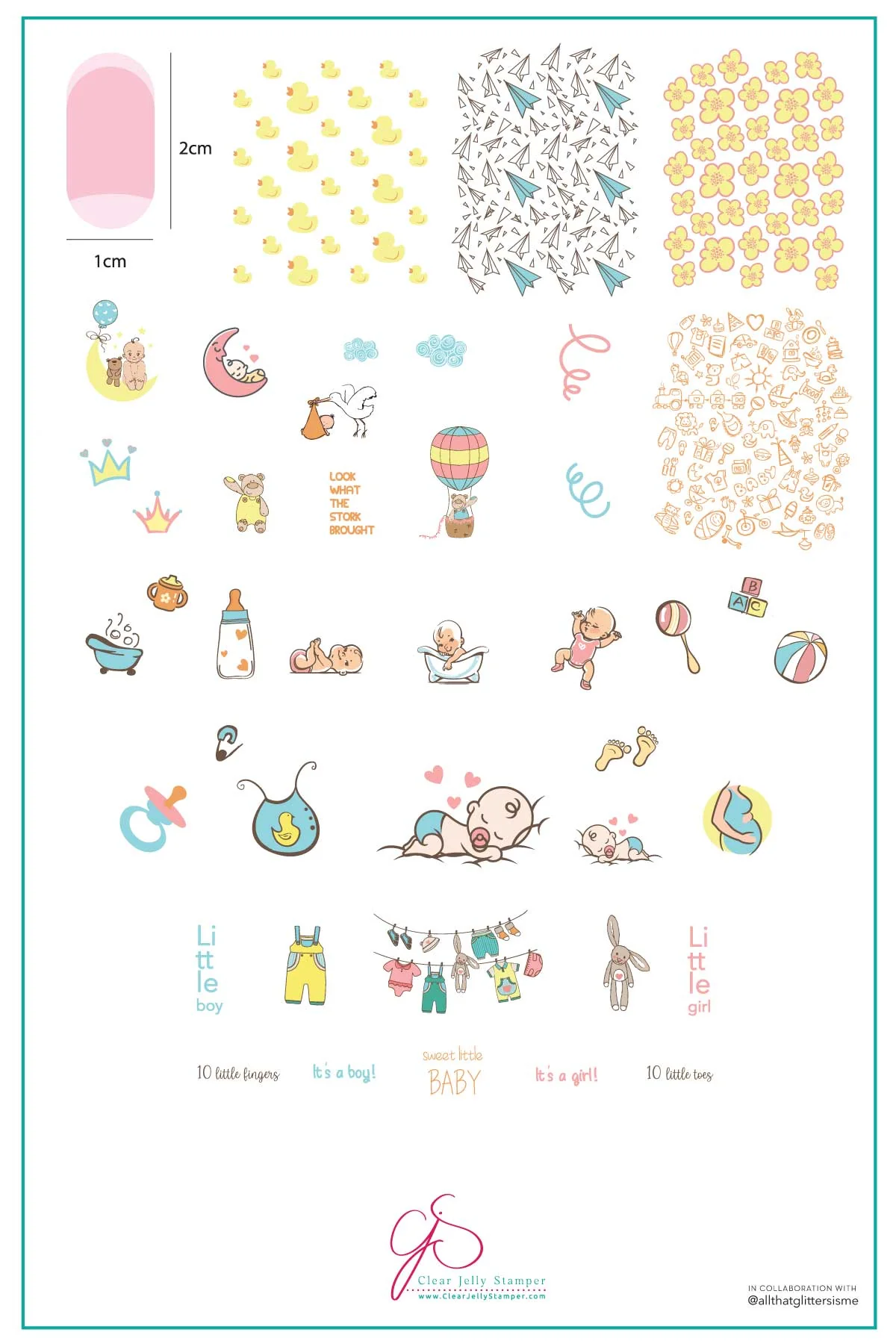 Unique It s a Baby CjSLC-73 - Clear Jelly Stamping Plate Premium Material