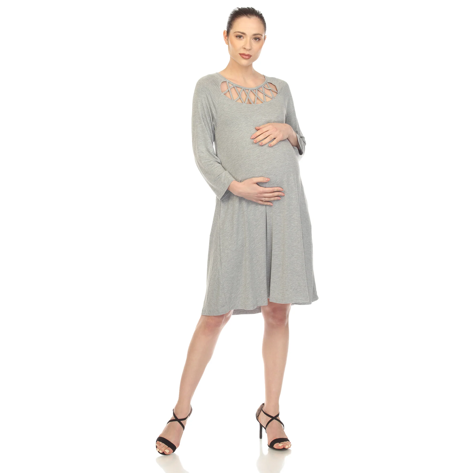 Classic White Mark Maternity Cross Neckline Swing Dress Eco-Friendly