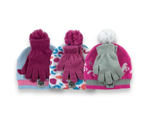 Fine 6-Piece Kids' Hat Glove Set – 3 Hats 3 Gloves for Boys and Girls Official