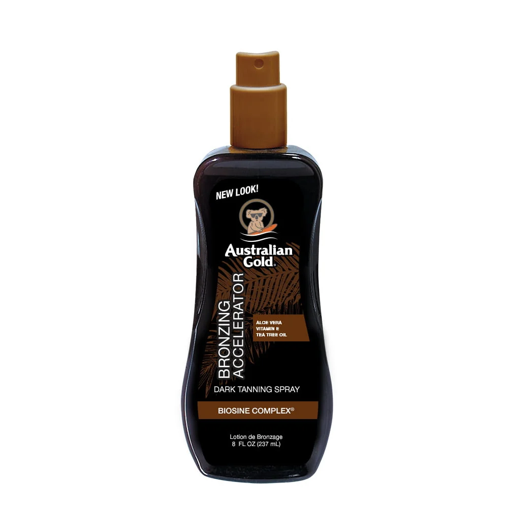 Breathable Australian Gold Dark Tanning Accelerator Spray Gel With Bronzer 8 Oz Next-Generation