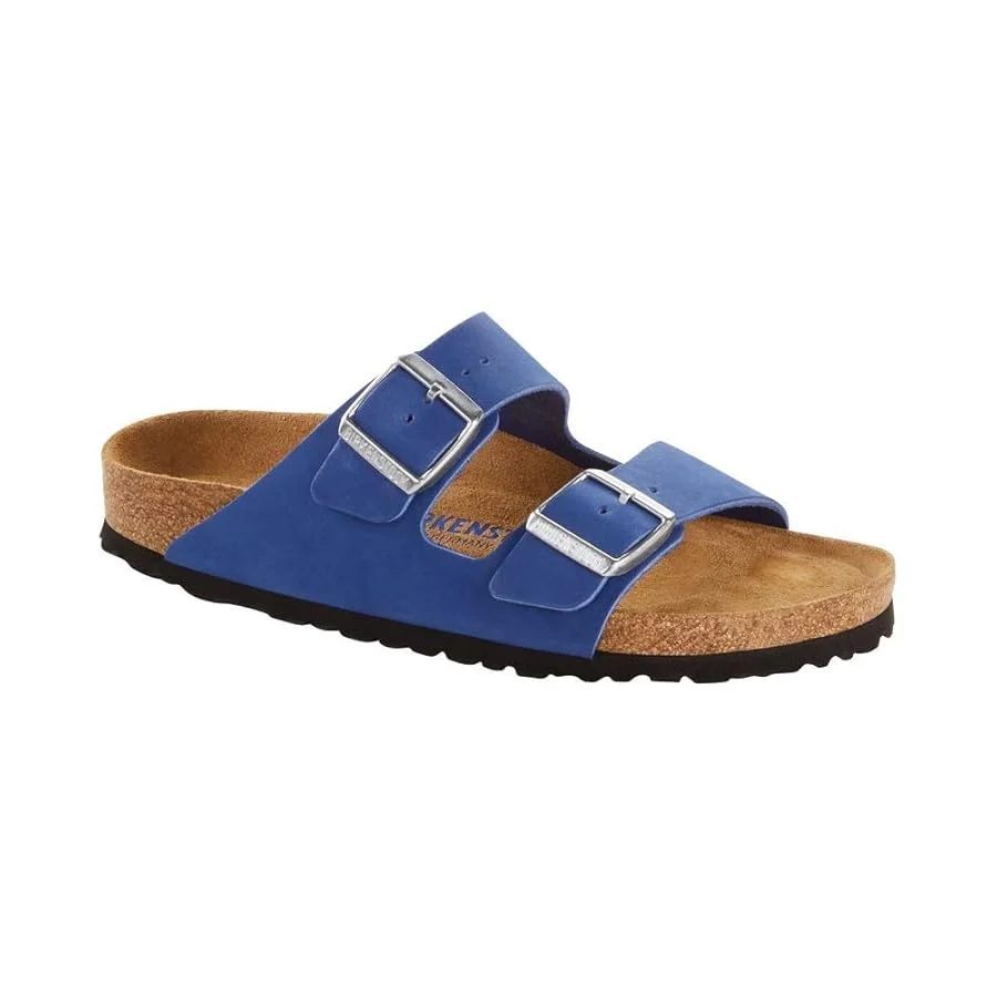 Dependable Birkenstock Arizona Soft Footbed Nubuck Leather Azure Sandals Breathable