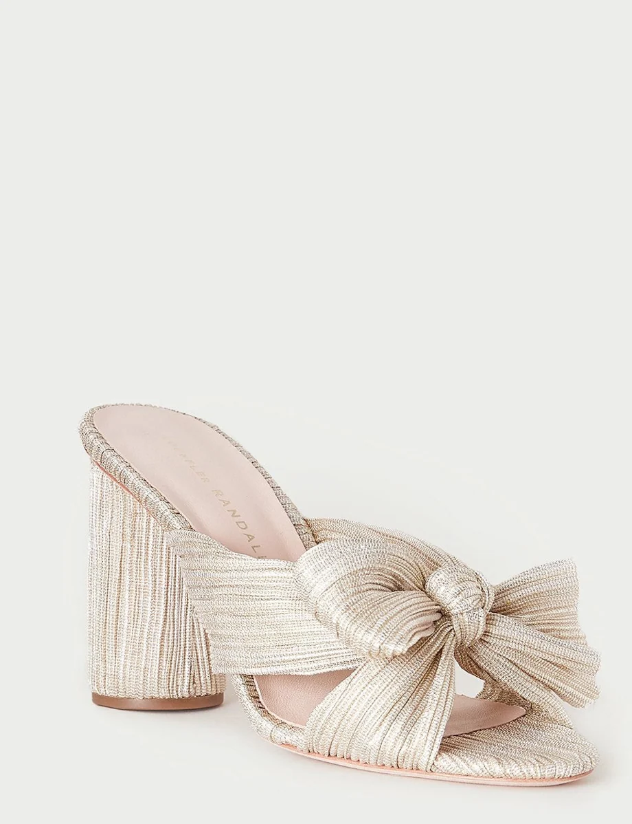 Fast Loeffler Randall Penny Platinum Pleated Bow Heel Expertly Made